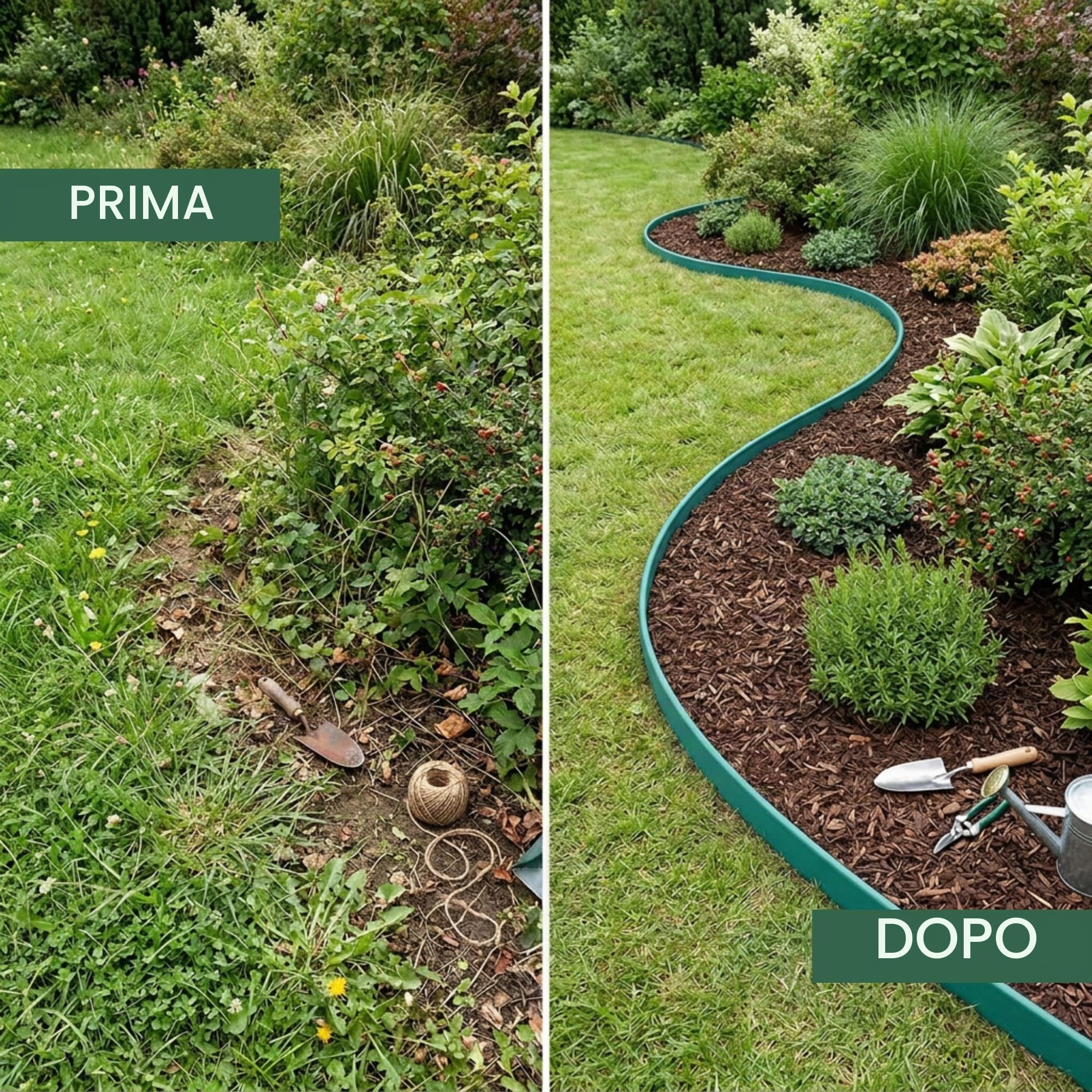 Ediesi bordura giardino 10 metri verde flessibile con picchetti