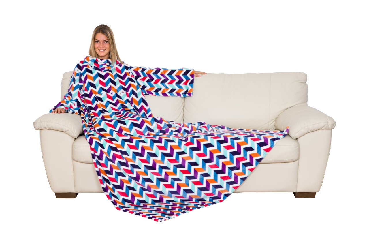 Kanguru Coperta con Maniche Righe Plaid Pile 140x210 cm