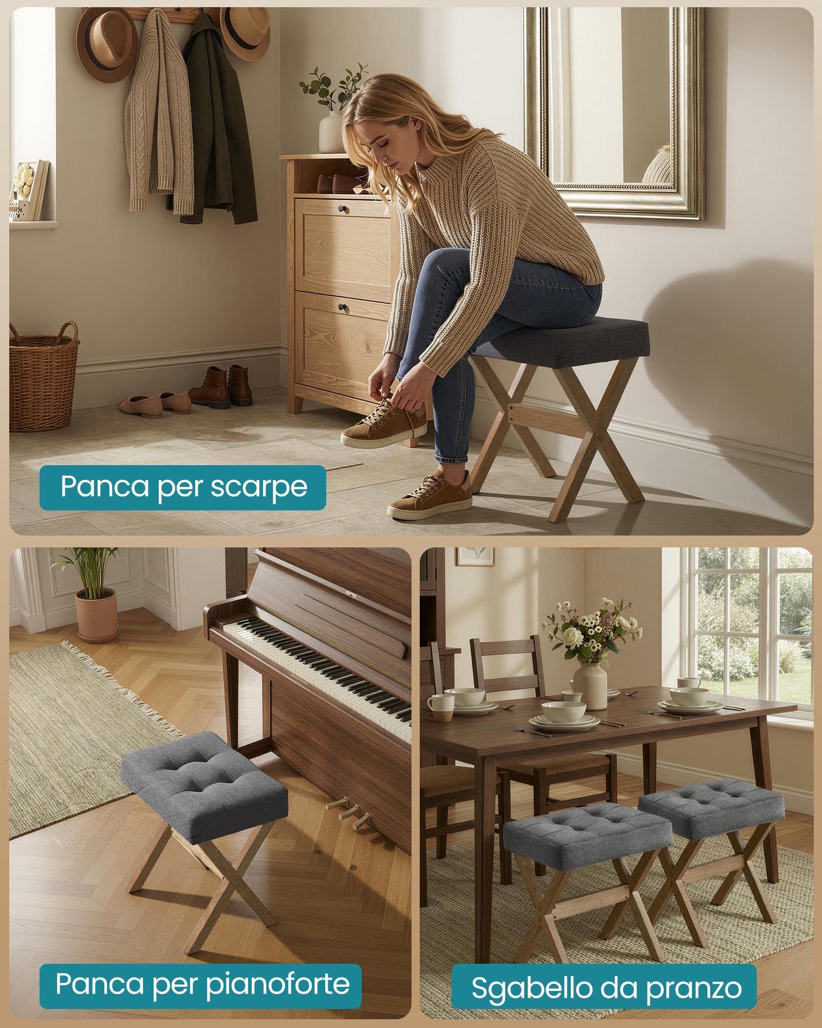 Songmics LSF006GN01 sgabello trucco grigio ardesia 42 cm