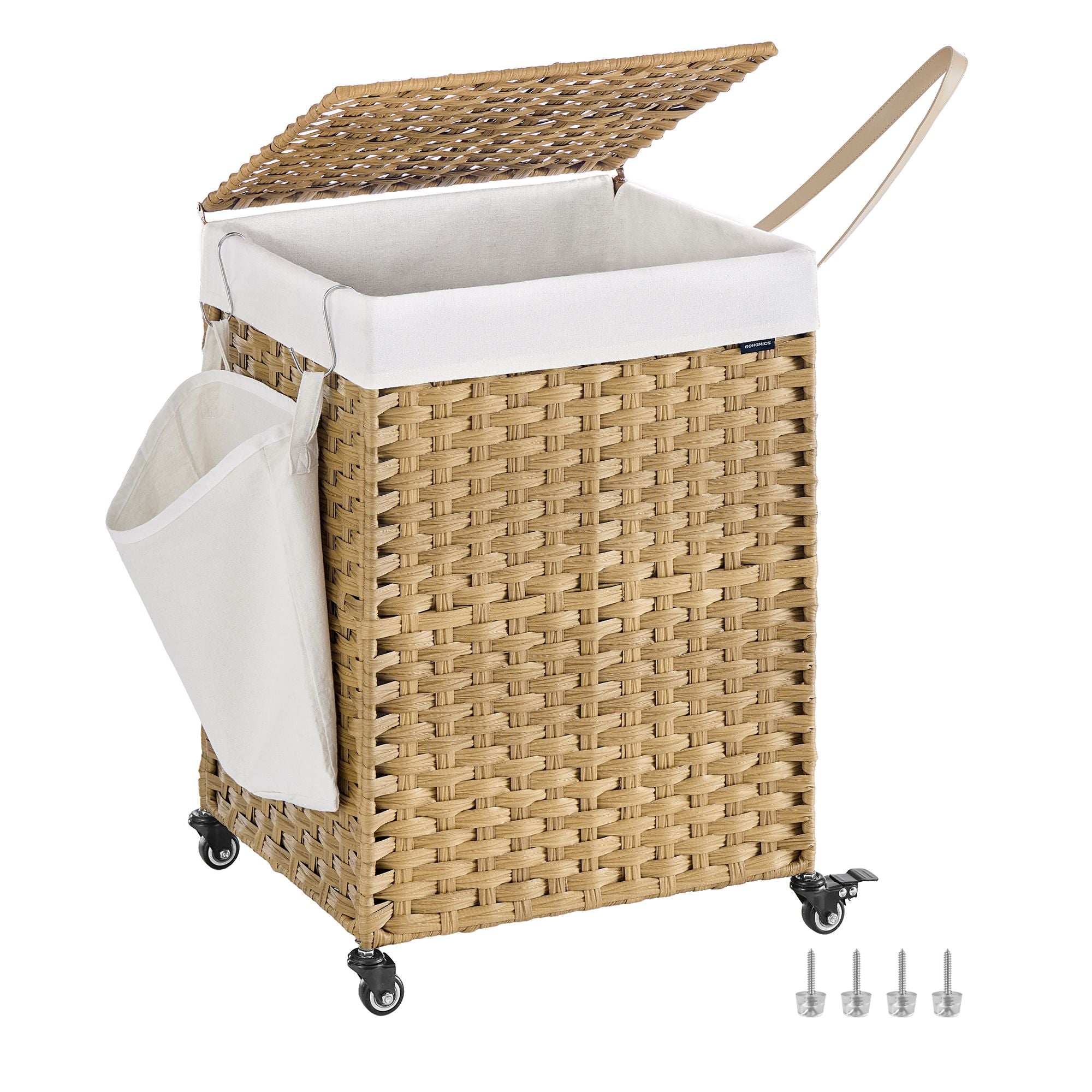 Songmics cesto biancheria grigio 140L 3 scomparti