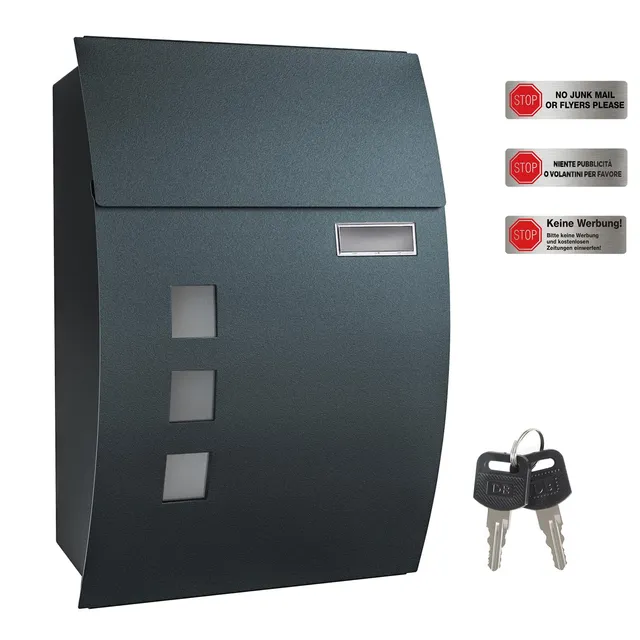 Songmics GMB030G02 Cassetta Postale Acciaio Grigio Antracite Chiavi