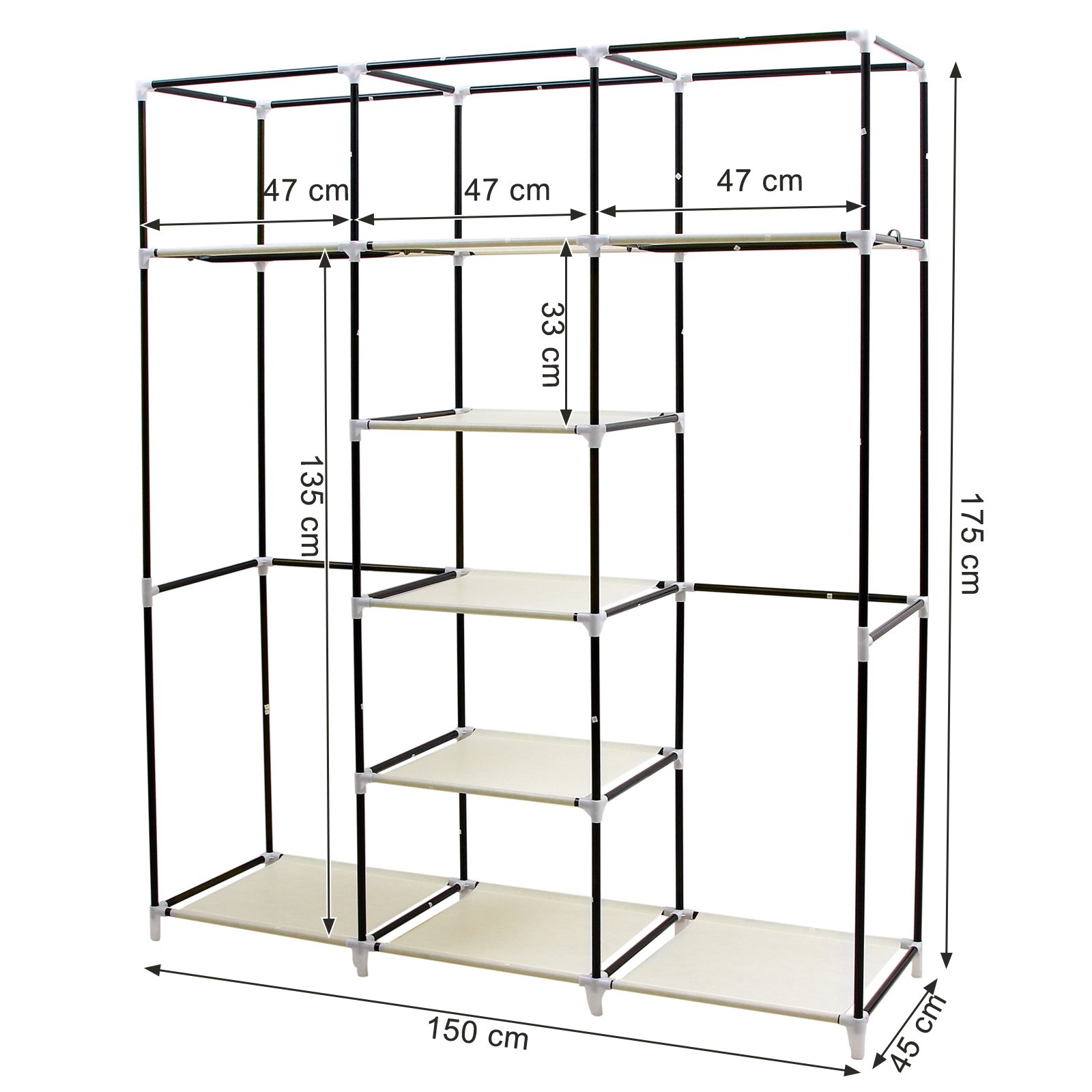 Songmics RYG12M Armadio Guardaroba Beige 150x45x175 Tessuto