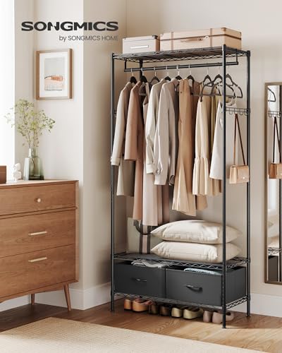 Songmics LGR411B02 guardaroba metallo nero 90x180 cm salvaspazio