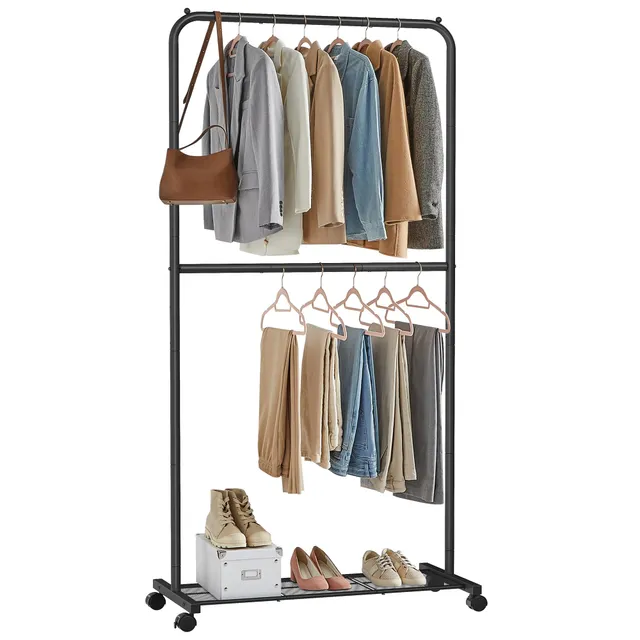 Songmics HSR027B01 stand appendiabiti doppio nero con ruote