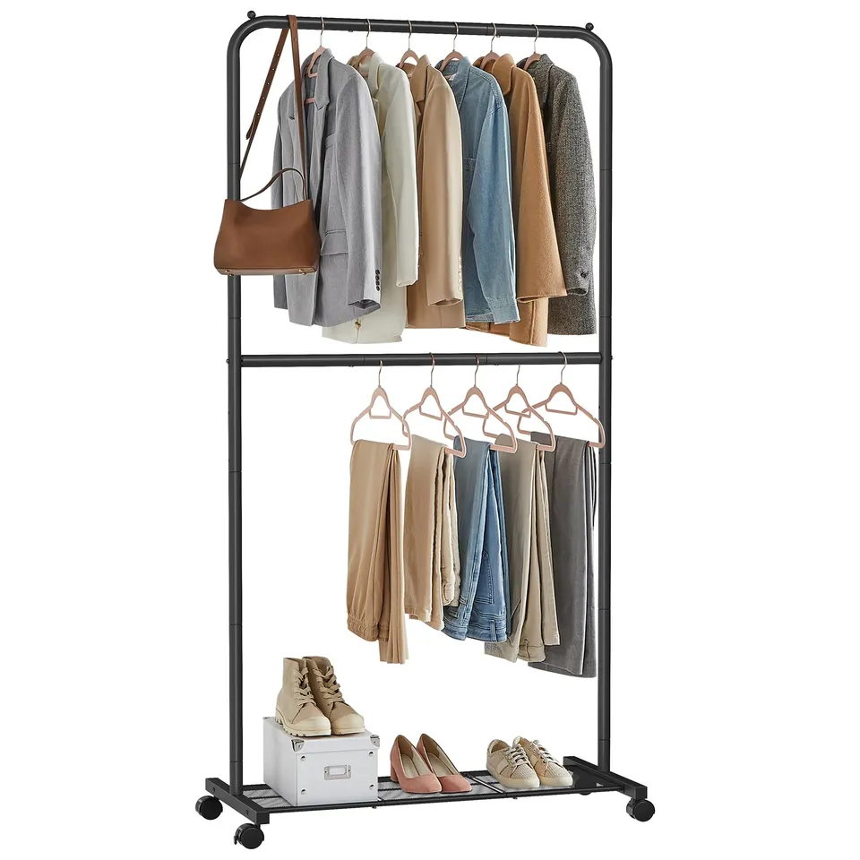 Songmics HSR027B01 stand appendiabiti doppio nero con ruote