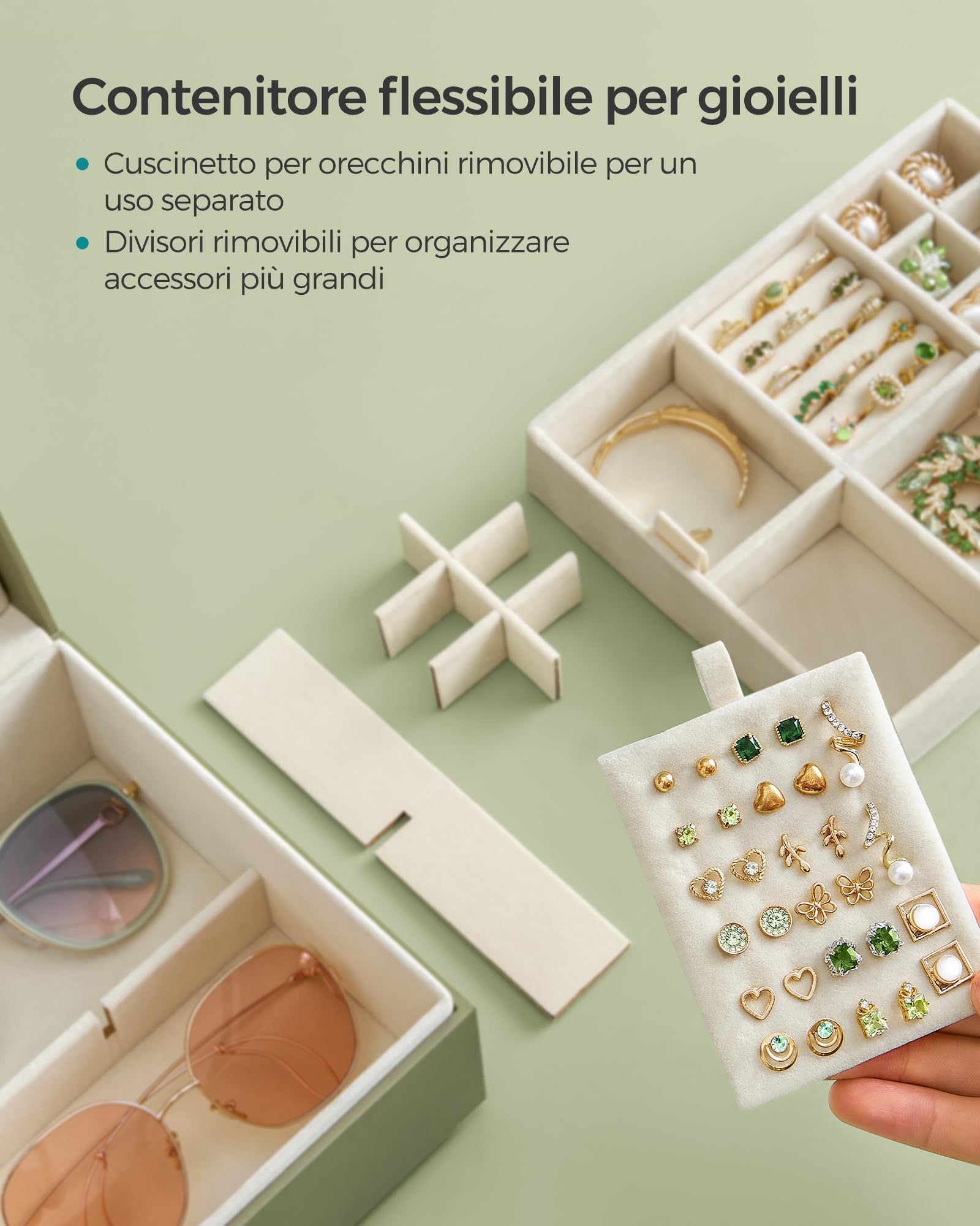 Songmics JBC165C02 portagioie 2 livelli verde lauro