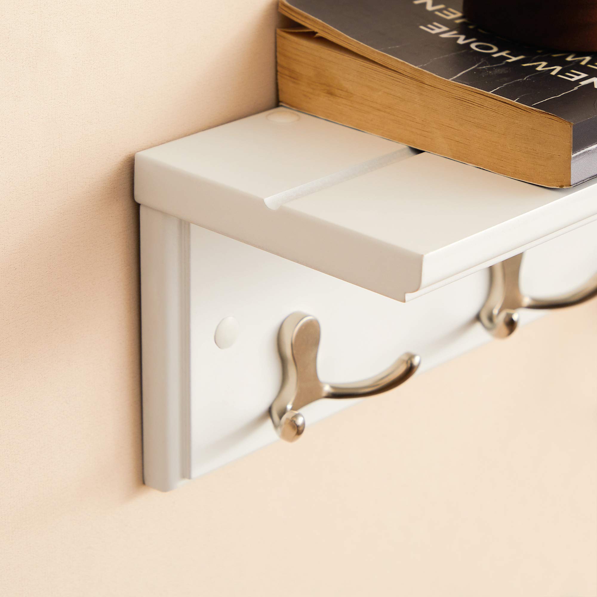Songmics LHR42WT appendiabiti parete bianco 40 cm con mensola 4 ganci