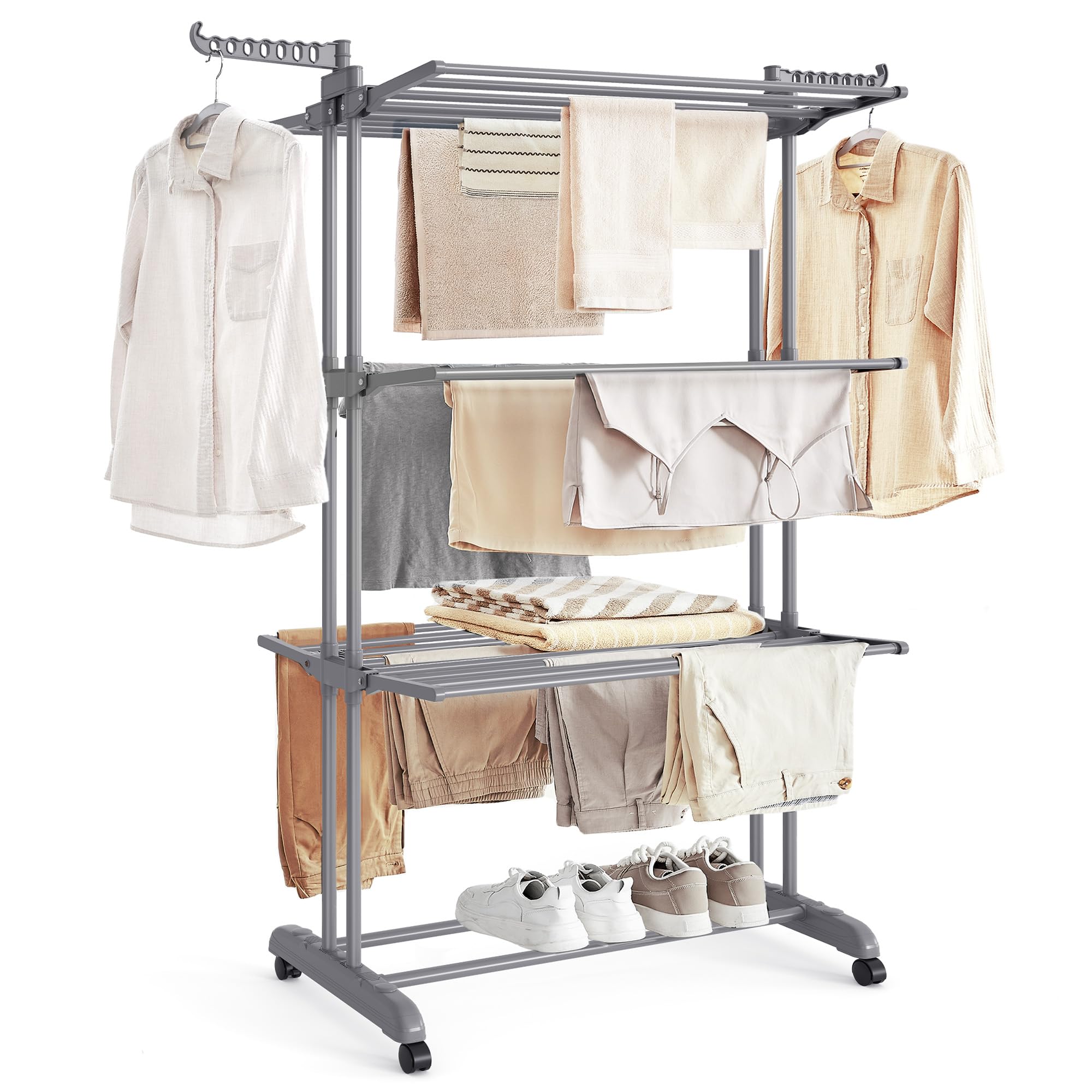 Songmics LLR701G01 stendibiancheria 4 livelli grigio con ruote