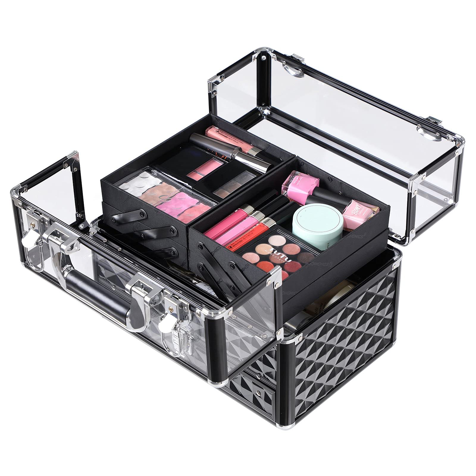 Songmics JBC318B Beauty Case Valigetta Trucco Nero Alluminio