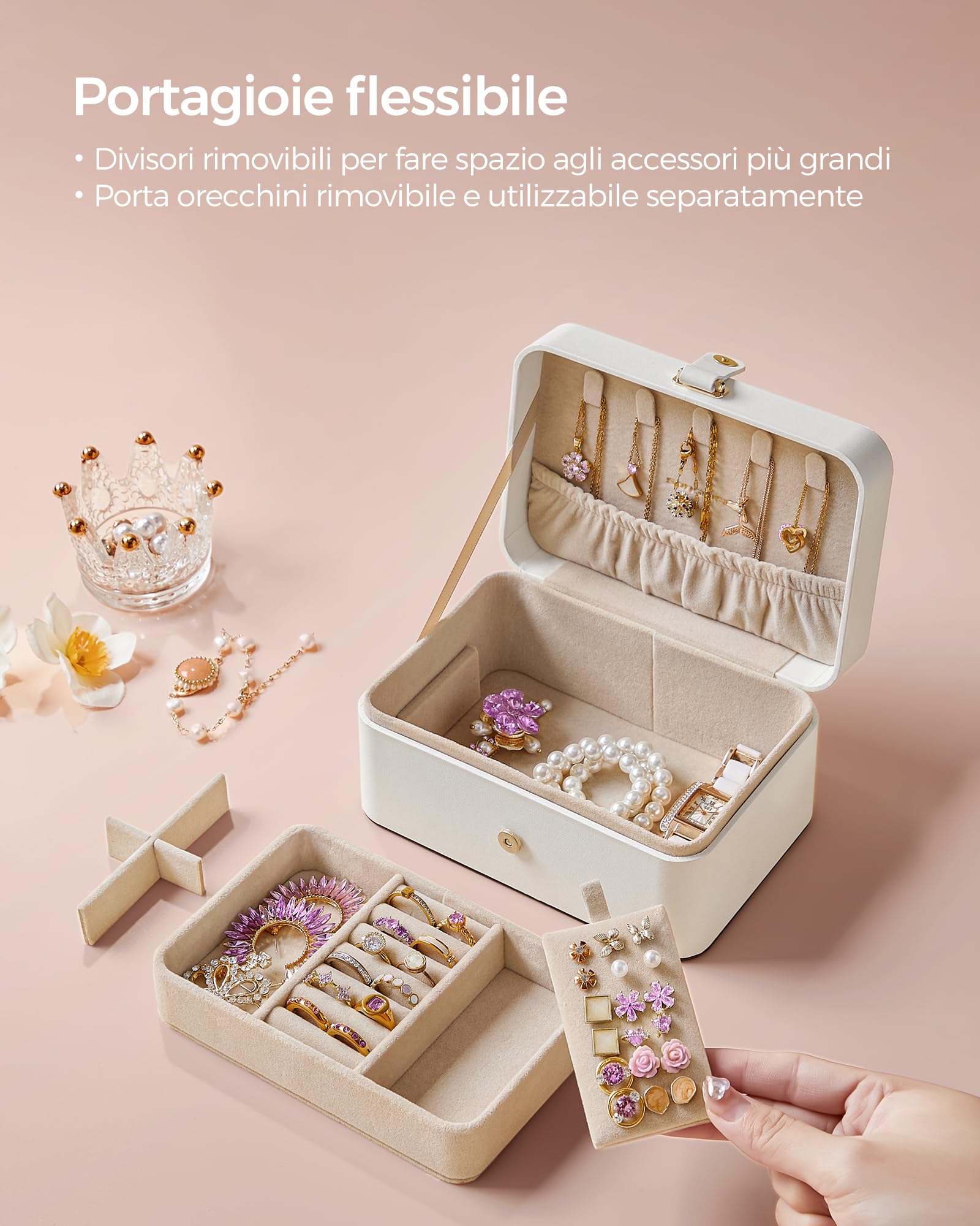 Songmics Gisella JBC166W01 portagioie viaggio bianco nuvola 2 livelli