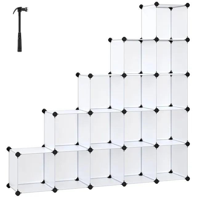 Songmics LPC44L scarpiera componibile 16 cubi bianca