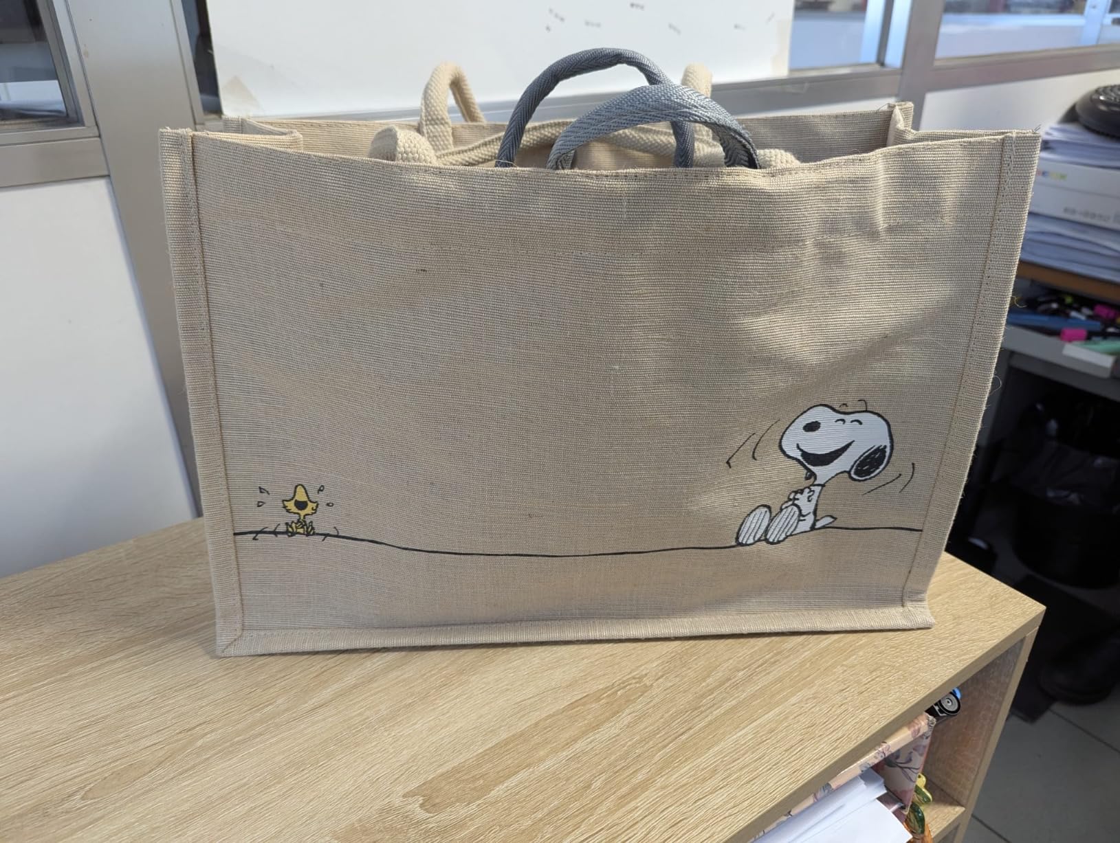 Lavatelli Kanguru Snoopy Shopper Cotone Juta con Tasca