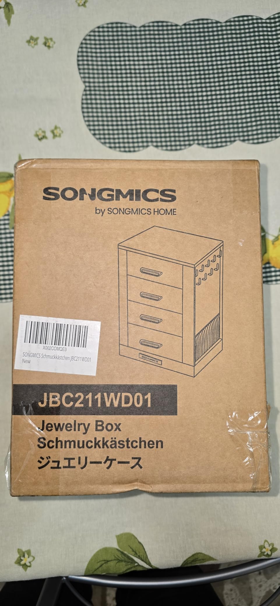 Songmics JBC211WD01 portagioie girevole bianco crema 4 cassetti