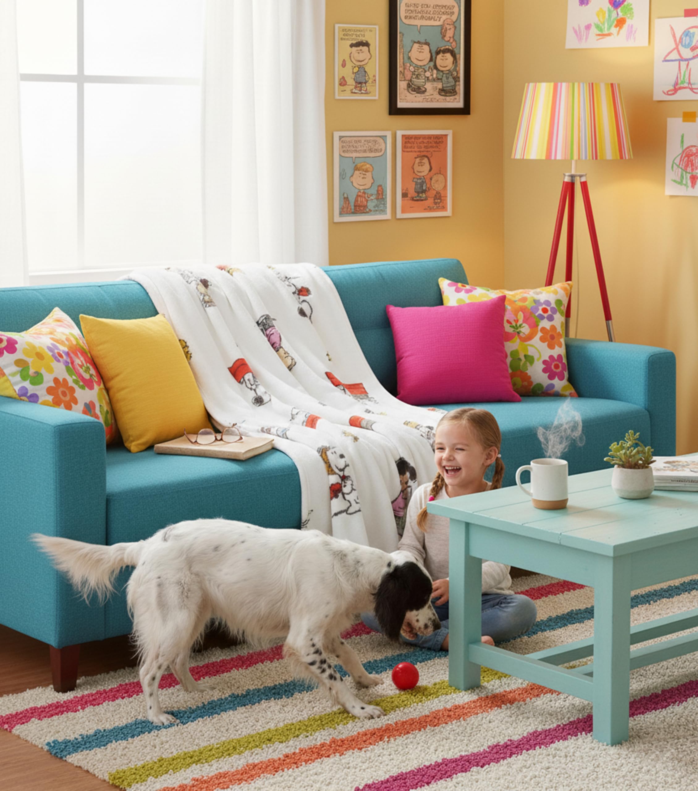 Kanguru Soffice Snoopy plaid in pile bianco 130x170 cm