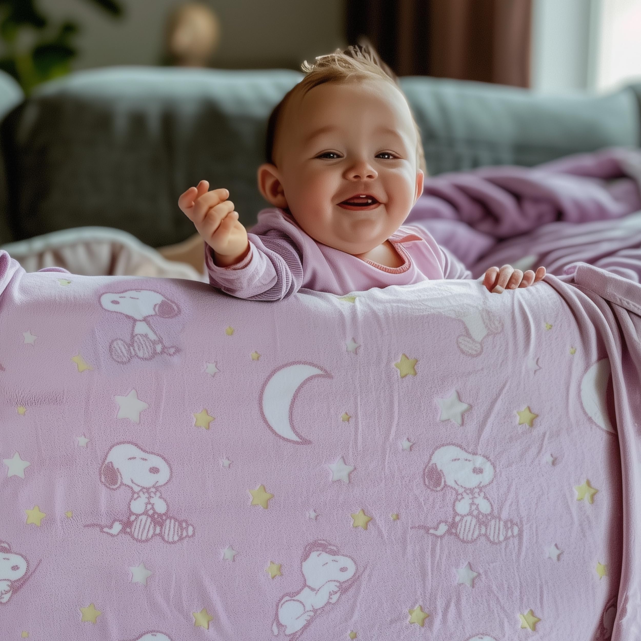 Lavatelli Kanguru Snoopy Glow plaid pile 130x150 cm rosa