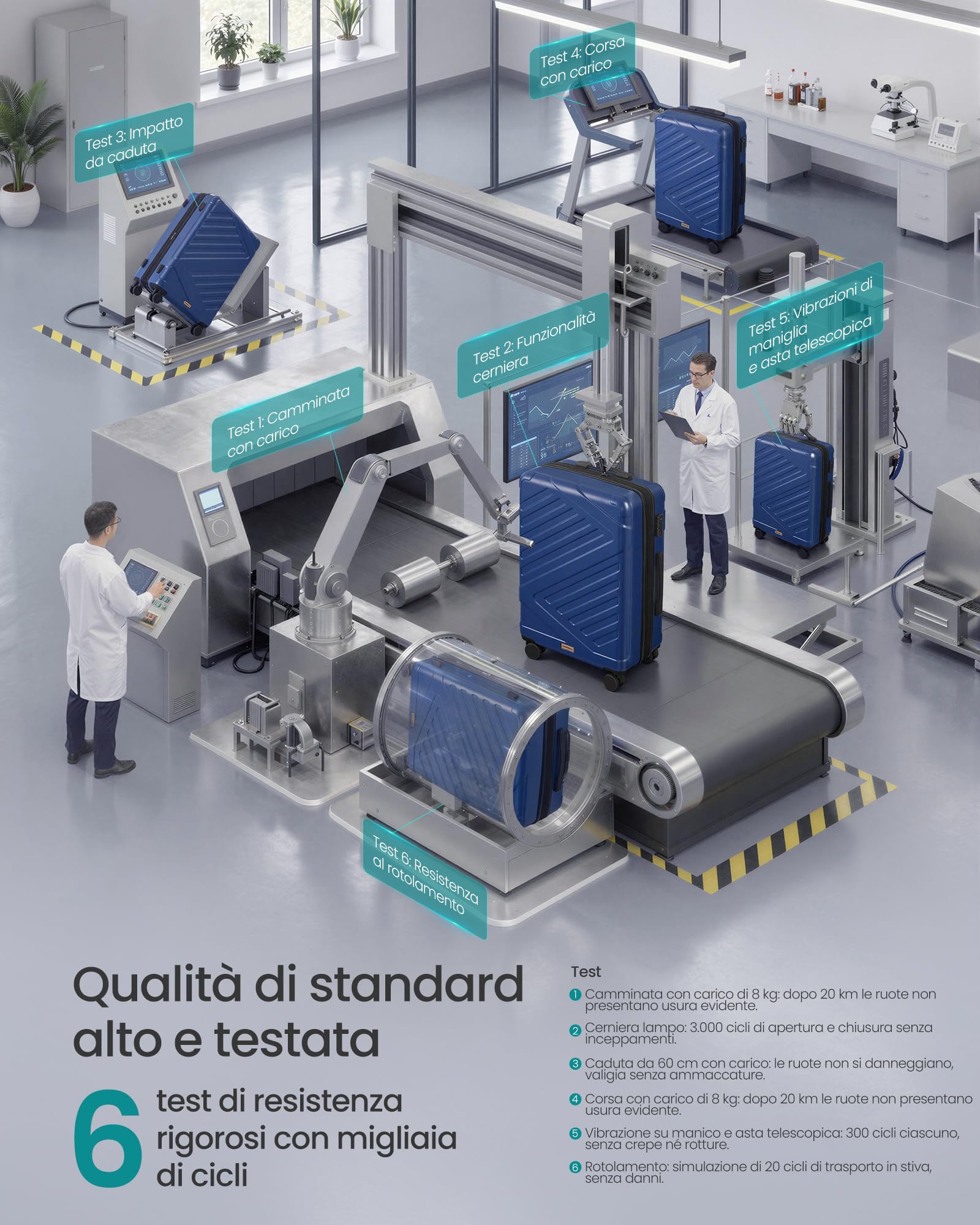 Songmics RLP001Q101 valigia rigida M 55x36x20 cm TSA blu