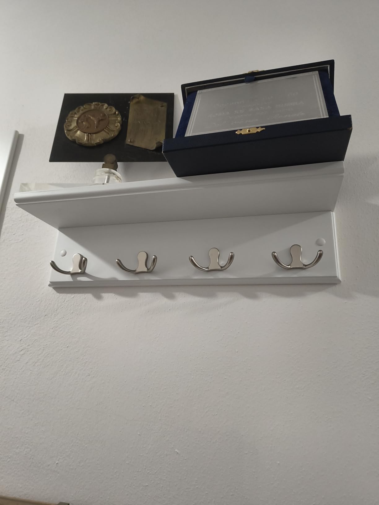 Songmics LHR42WT appendiabiti parete bianco 40 cm con mensola 4 ganci