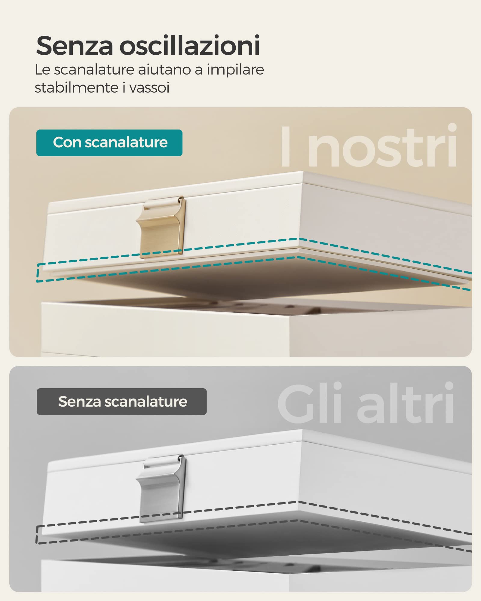 Songmics Gisella JBC164W01 portagioie 4 vassoi bianco nuvola