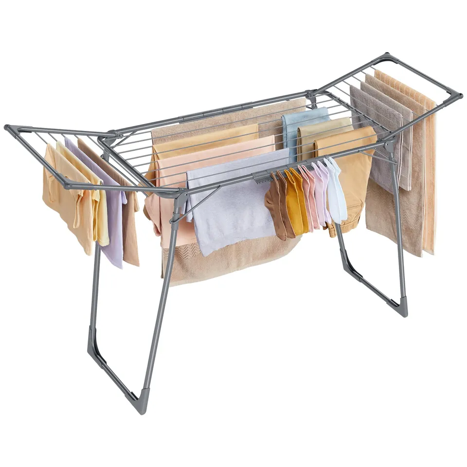 Songmics LLR518G01 stendibiancheria Grigio Tortora 18 m con ali