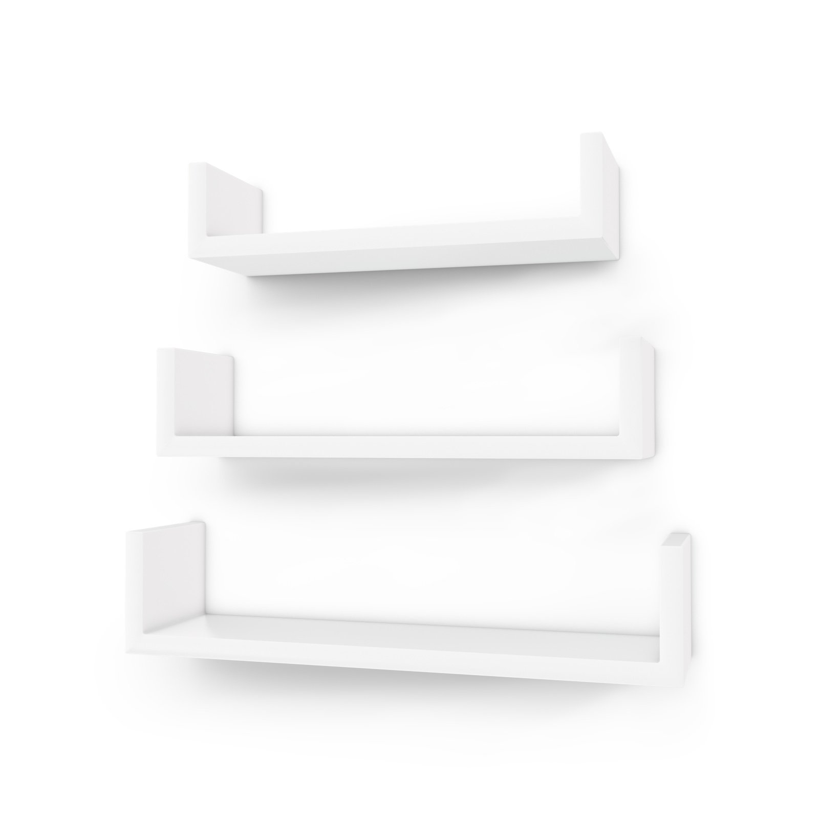 Songmics LWS40WT mensole muro bianco lucido set 3 pezzi