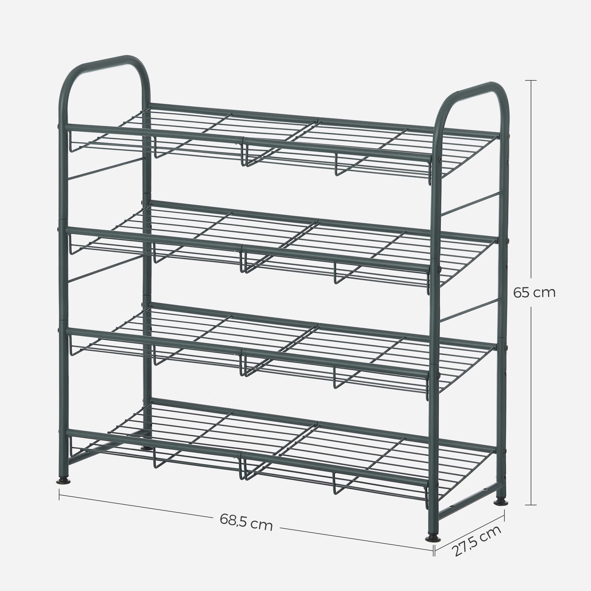 Songmics LMR067G01 scarpiera grigia 4 ripiani 68,5 cm acciaio