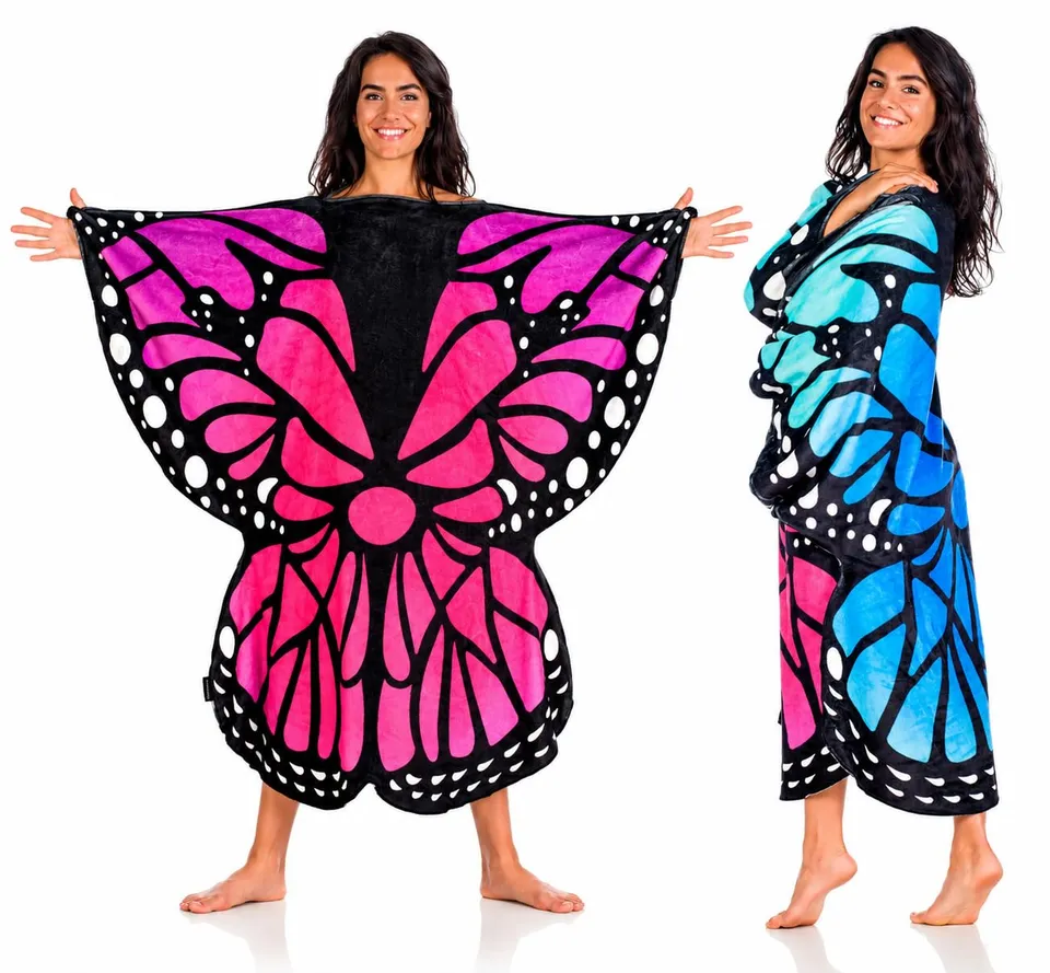 Kanguru Butterfly poncho coperta pile 120x120 cm caldo