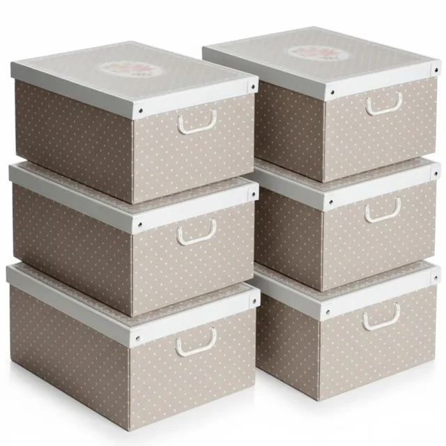 Lavatelli Set 6 Scatole Armadio 39x50x24 Pois con Coperchio