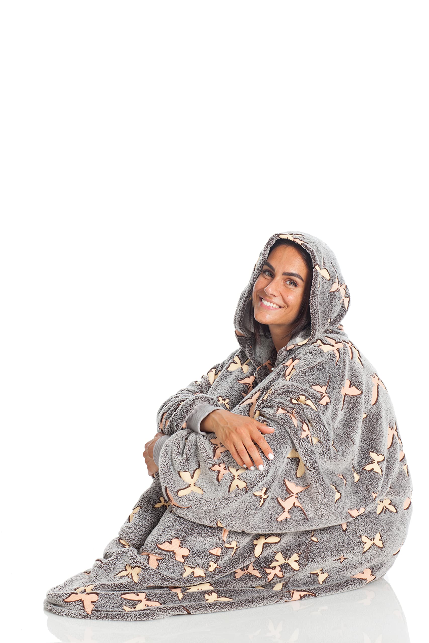 Kanguru Kangurone Felpa Coperta Oversize Pile con Cappuccio
