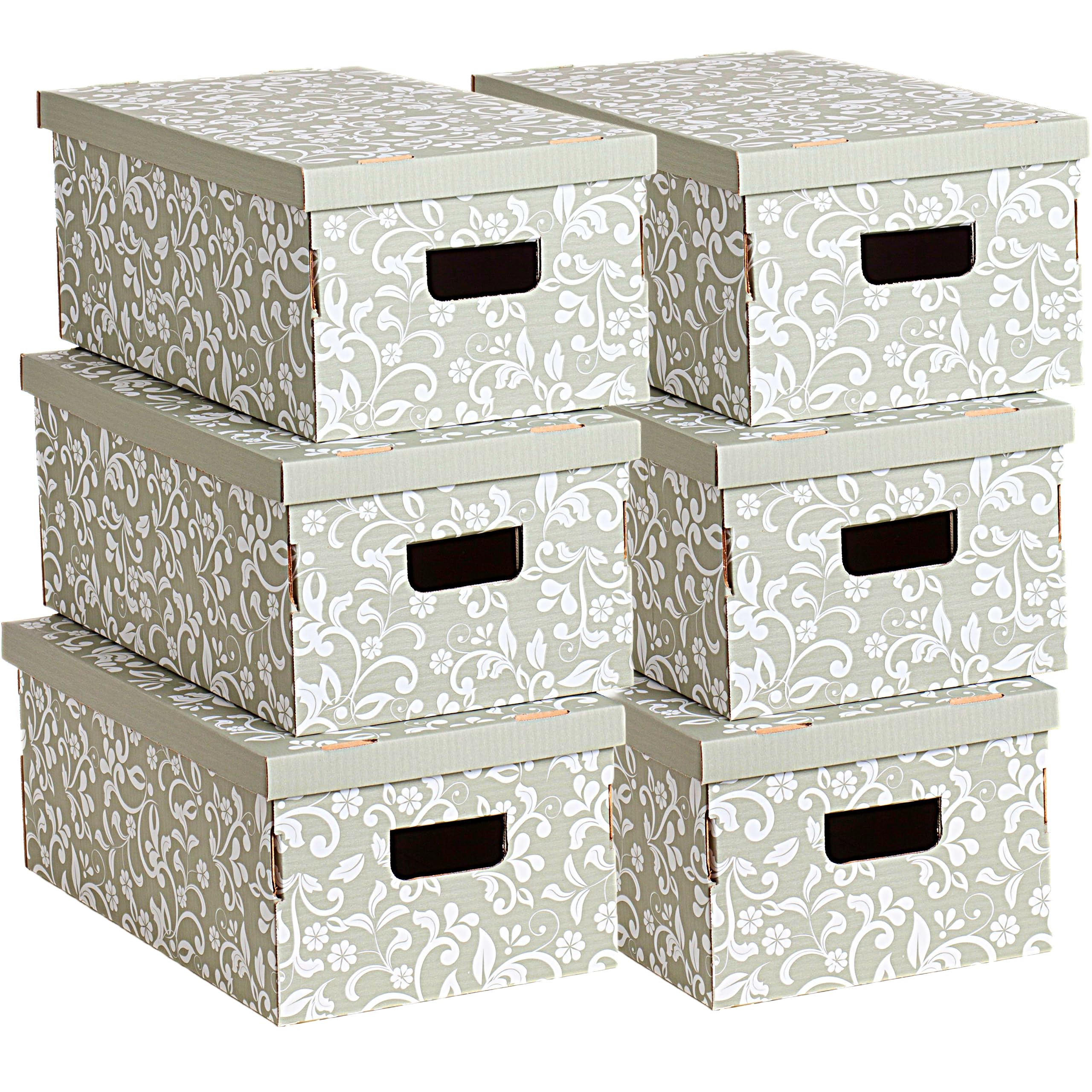 Lavatelli Organizing set 6 scatole Fiori Grigio 29x51x20 cm