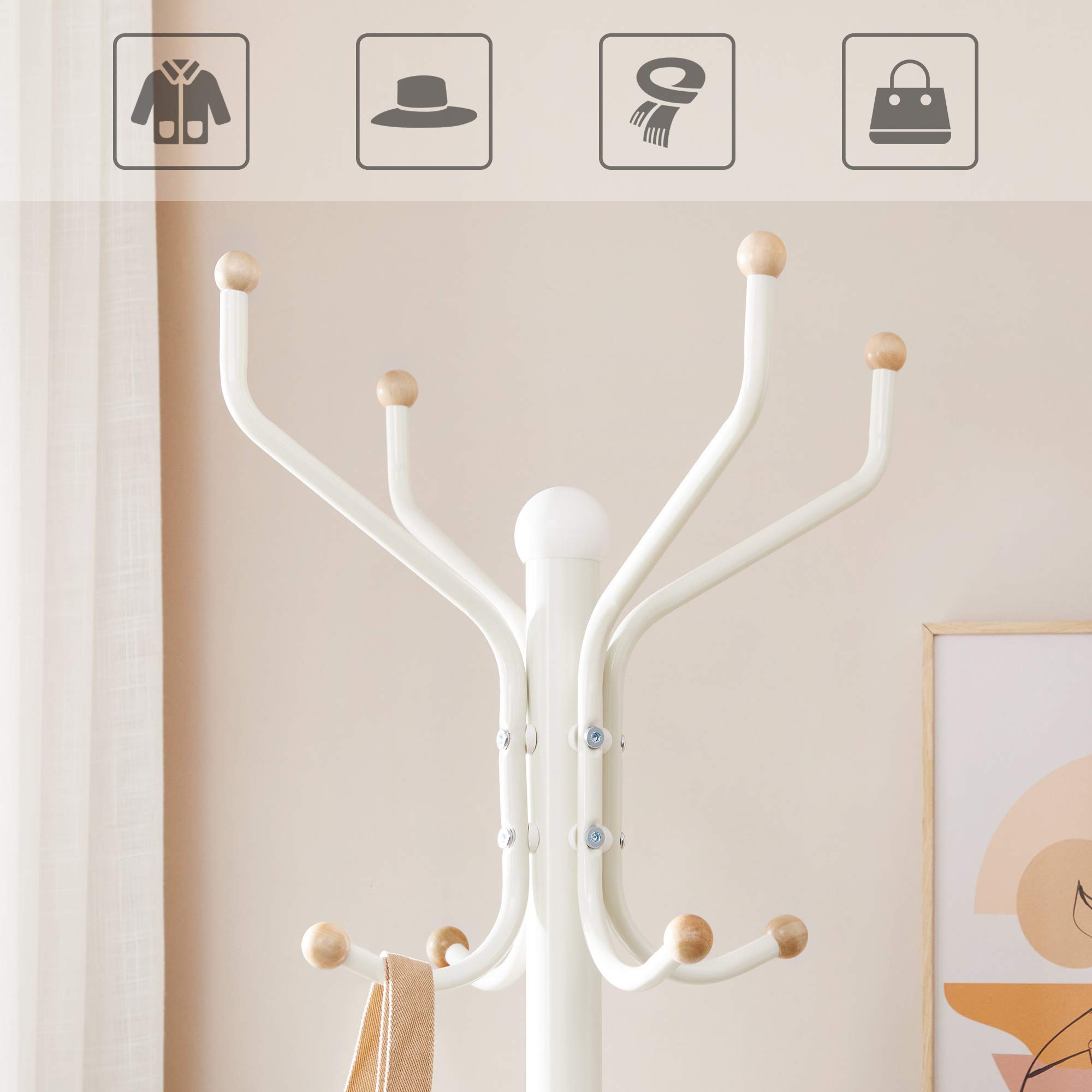 Songmics RCR19W appendiabiti da terra bianco 12 ganci
