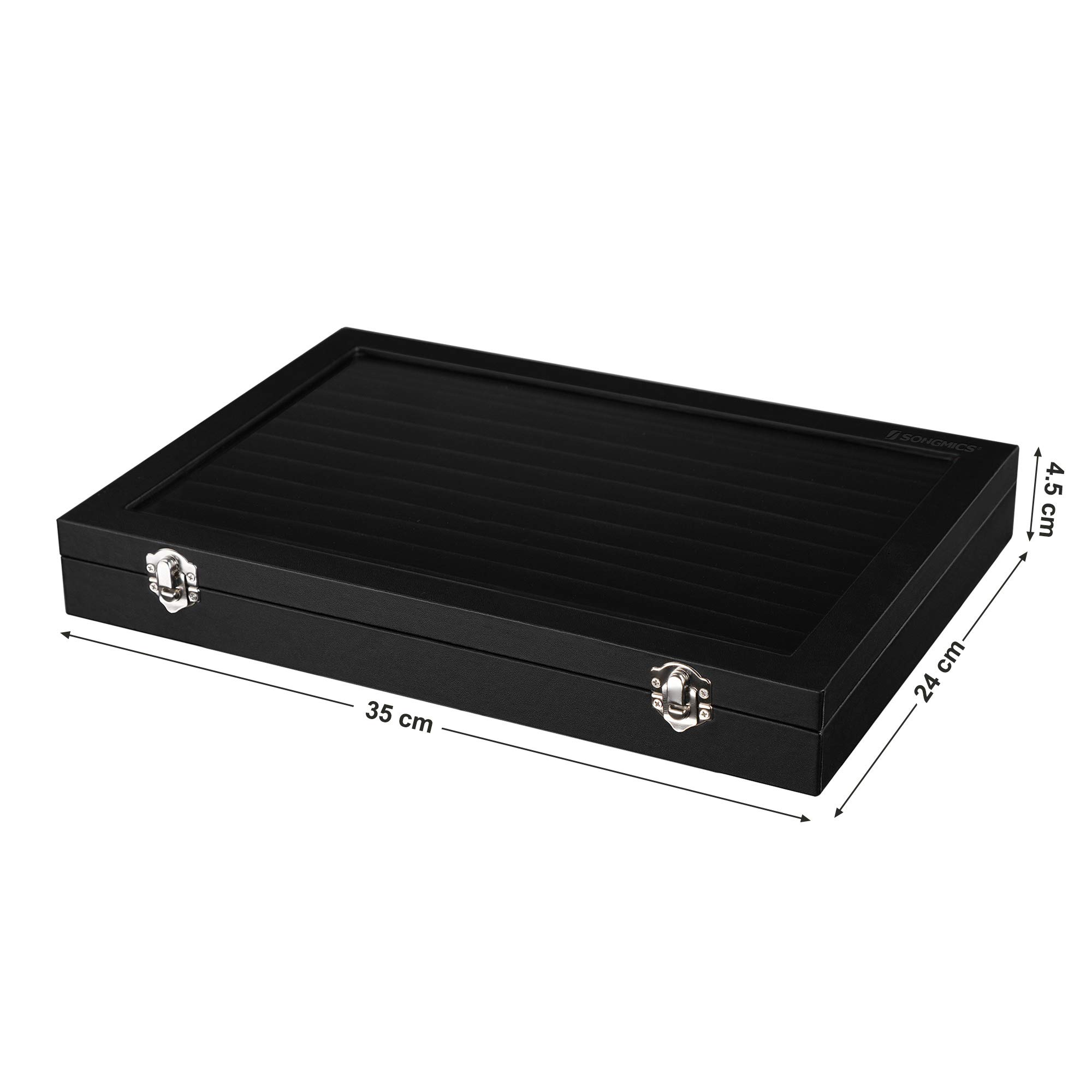 Songmics JDS301 Portagioie Nero 100 Anelli con Vetro