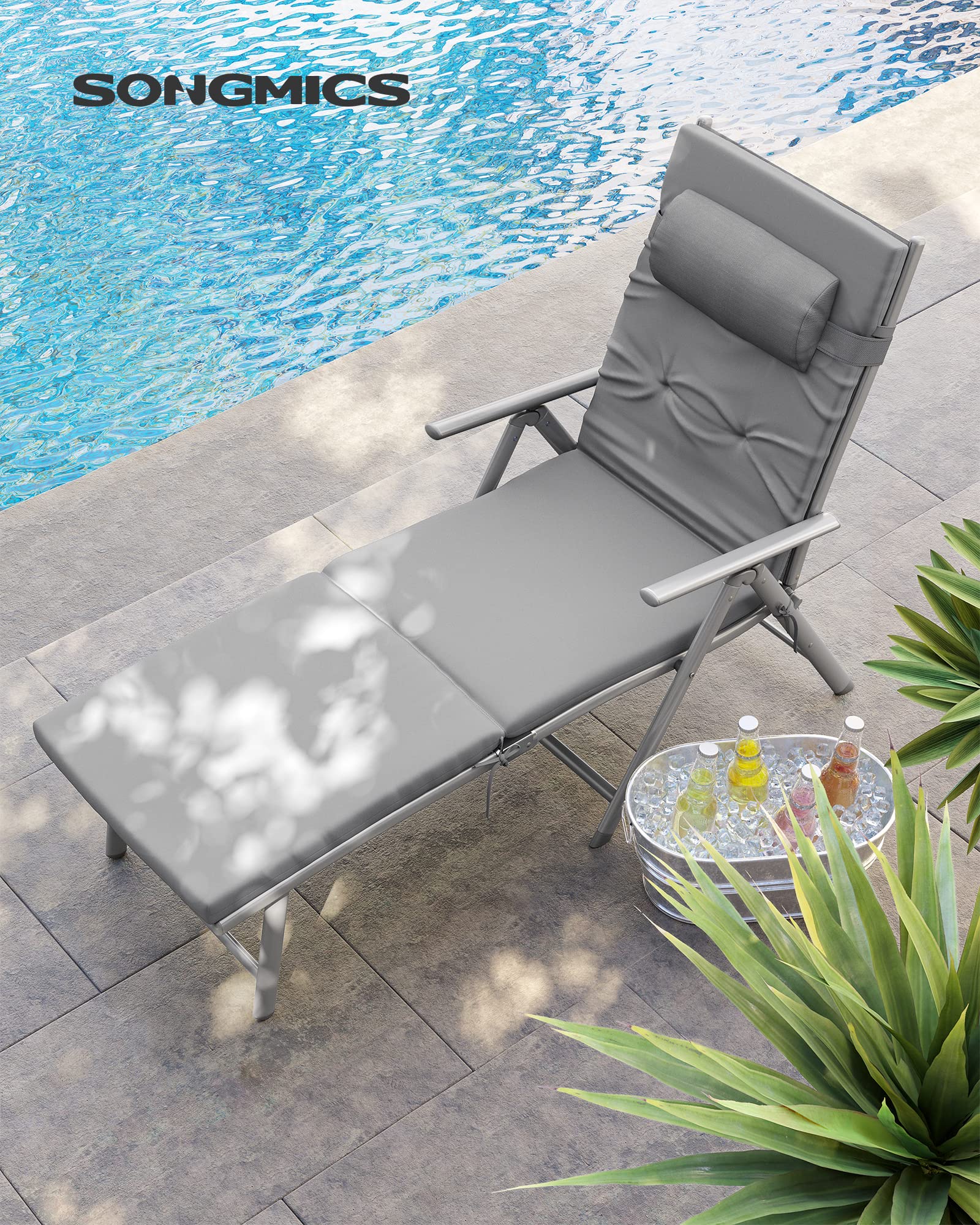 Songmics GCB24GY lettino prendisole pieghevole grigio 150 kg