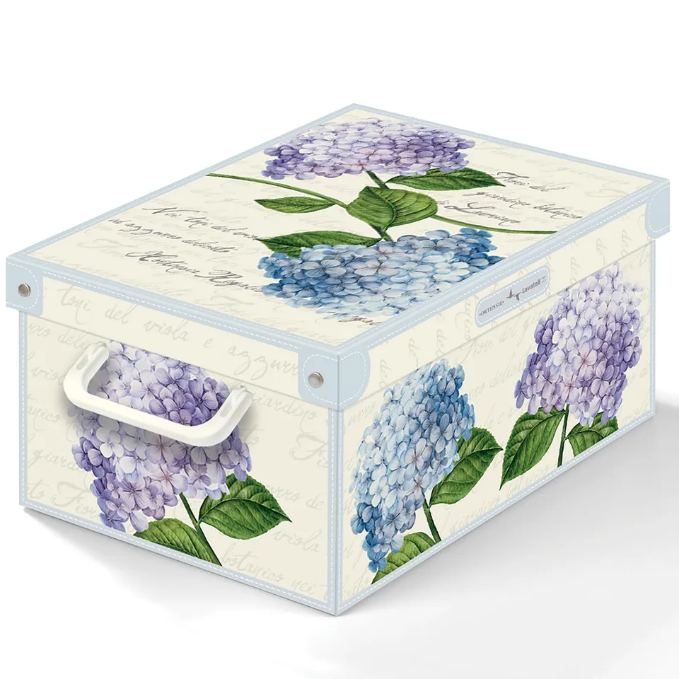 Lavatelli scatola cartone piccola fiori ortensie 25x35x17,5 cm