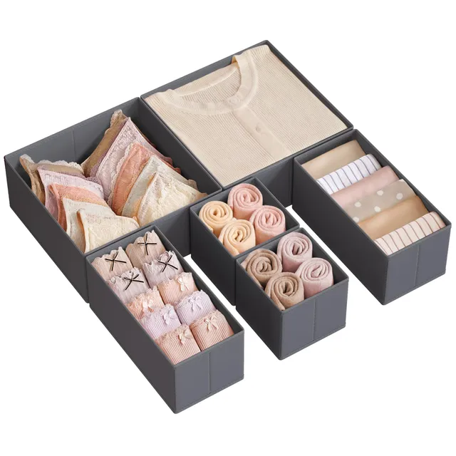 Songmics RDZ06G Divisore Cassetti Set 6 Grigio Ardesia