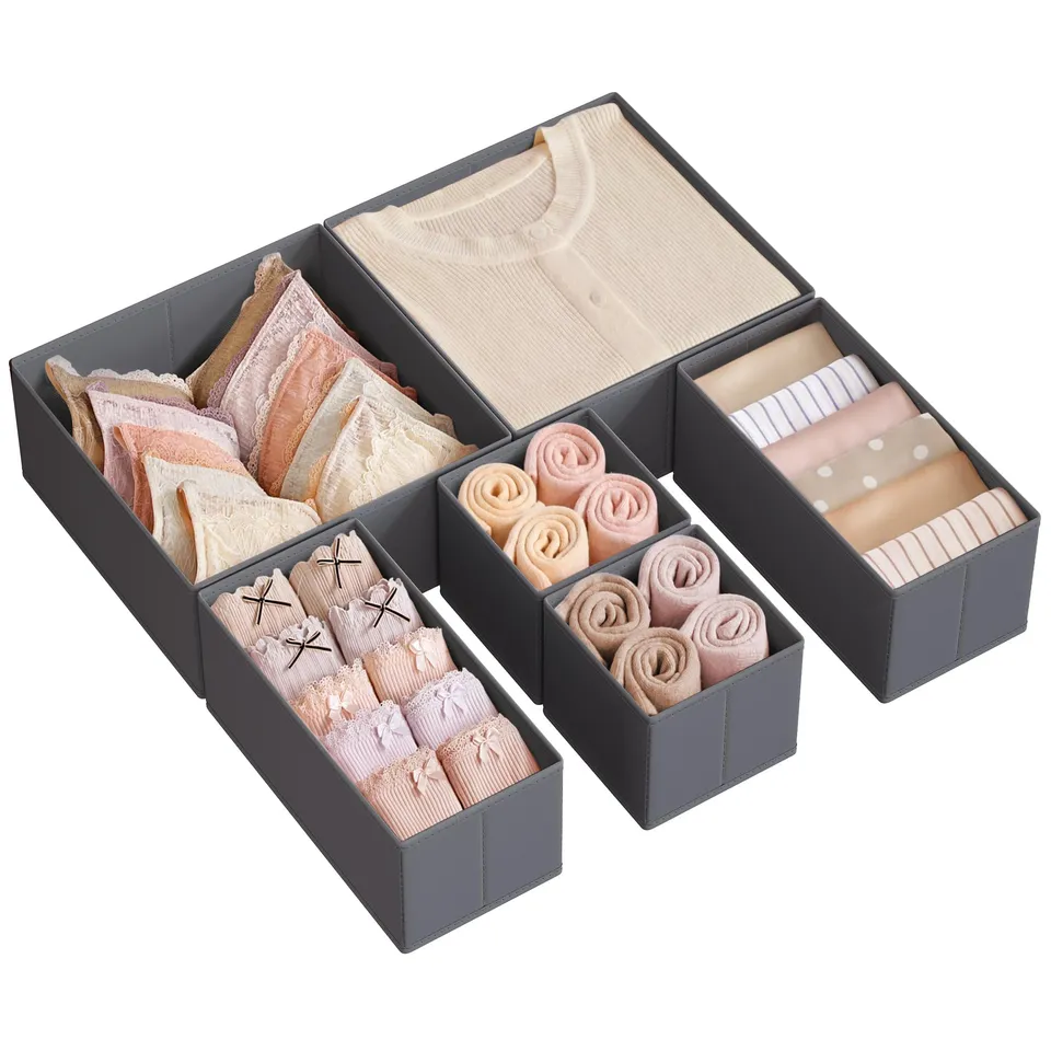 Songmics RDZ06G Divisore Cassetti Set 6 Grigio Ardesia