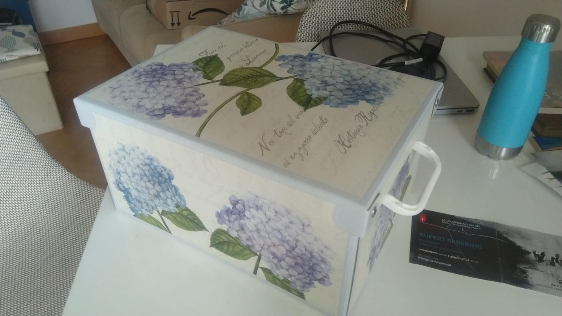 Lavatelli scatola cartone piccola fiori ortensie 25x35x17,5 cm