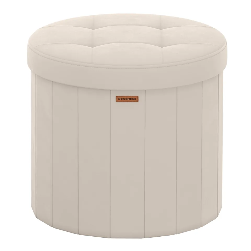 SONGMICS MAZIE LSF608L01 Pouf Contenitore Beige Cappuccino velluto