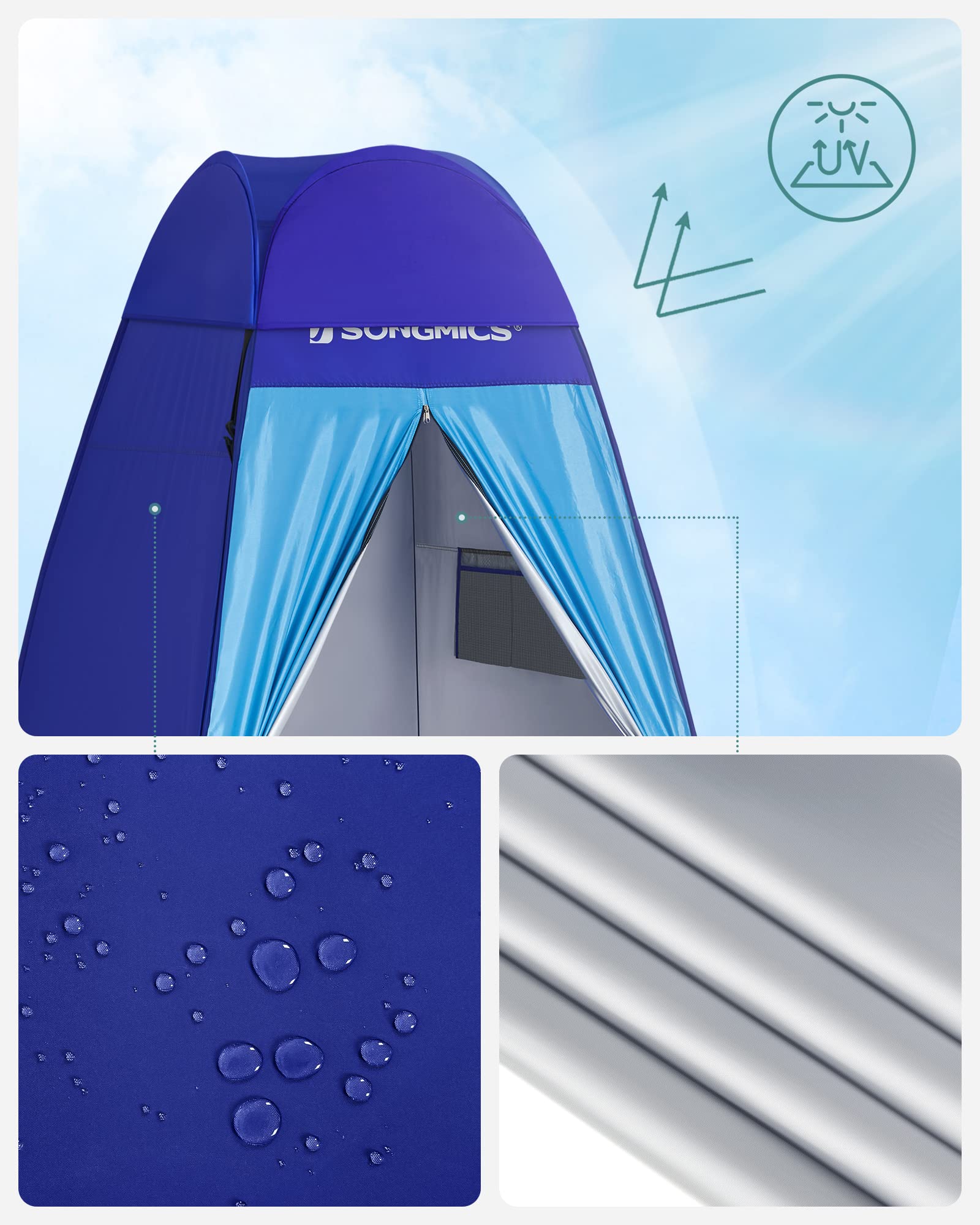 Songmics GPT100Q01 tenda doccia pop-up blu 2 tasche