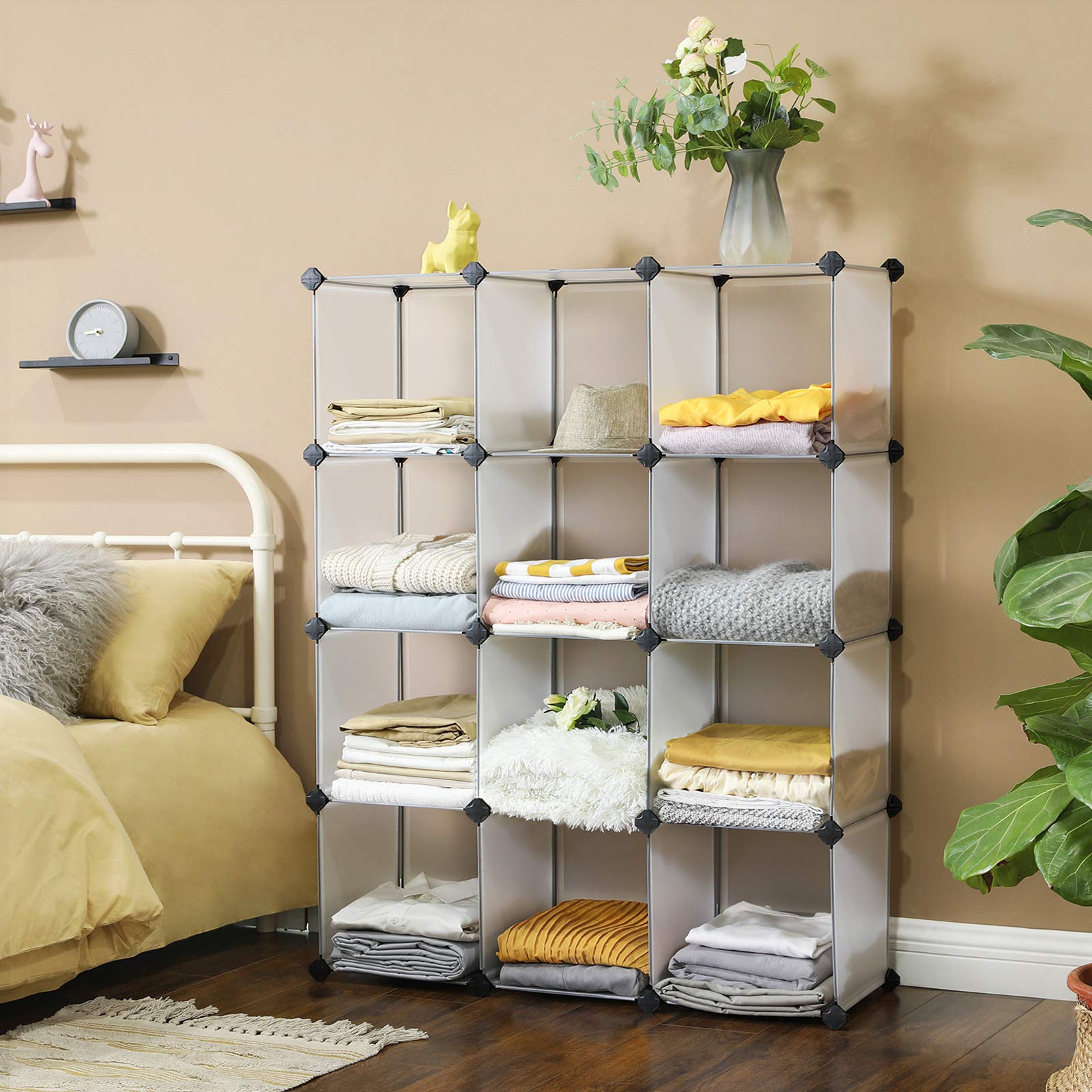 Songmics Scarpiera 12 cubi modulare 31x93x123 cm bianca
