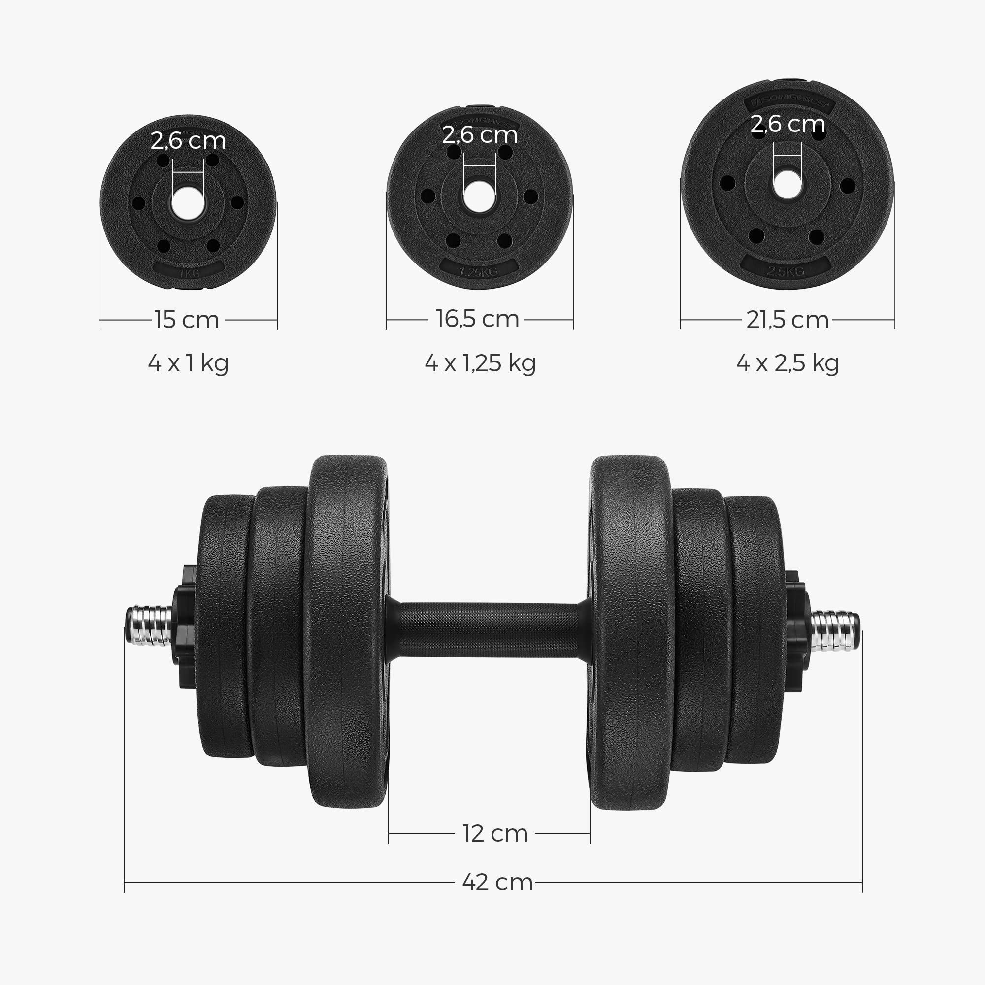 Songmics set manubri regolabili 20 kg