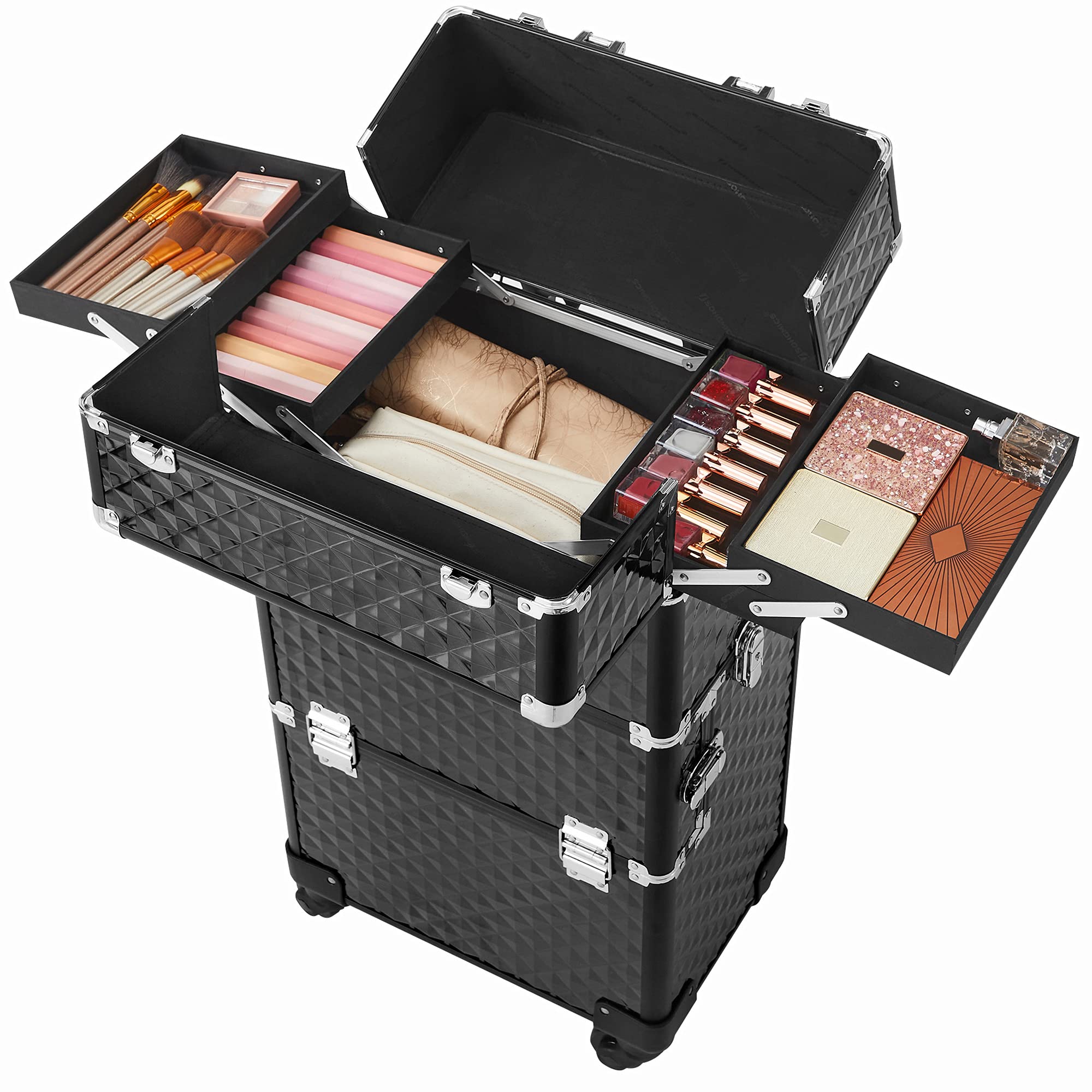 Songmics JHZ04B Trolley Make Up Nero Valigia Trucchi ABS
