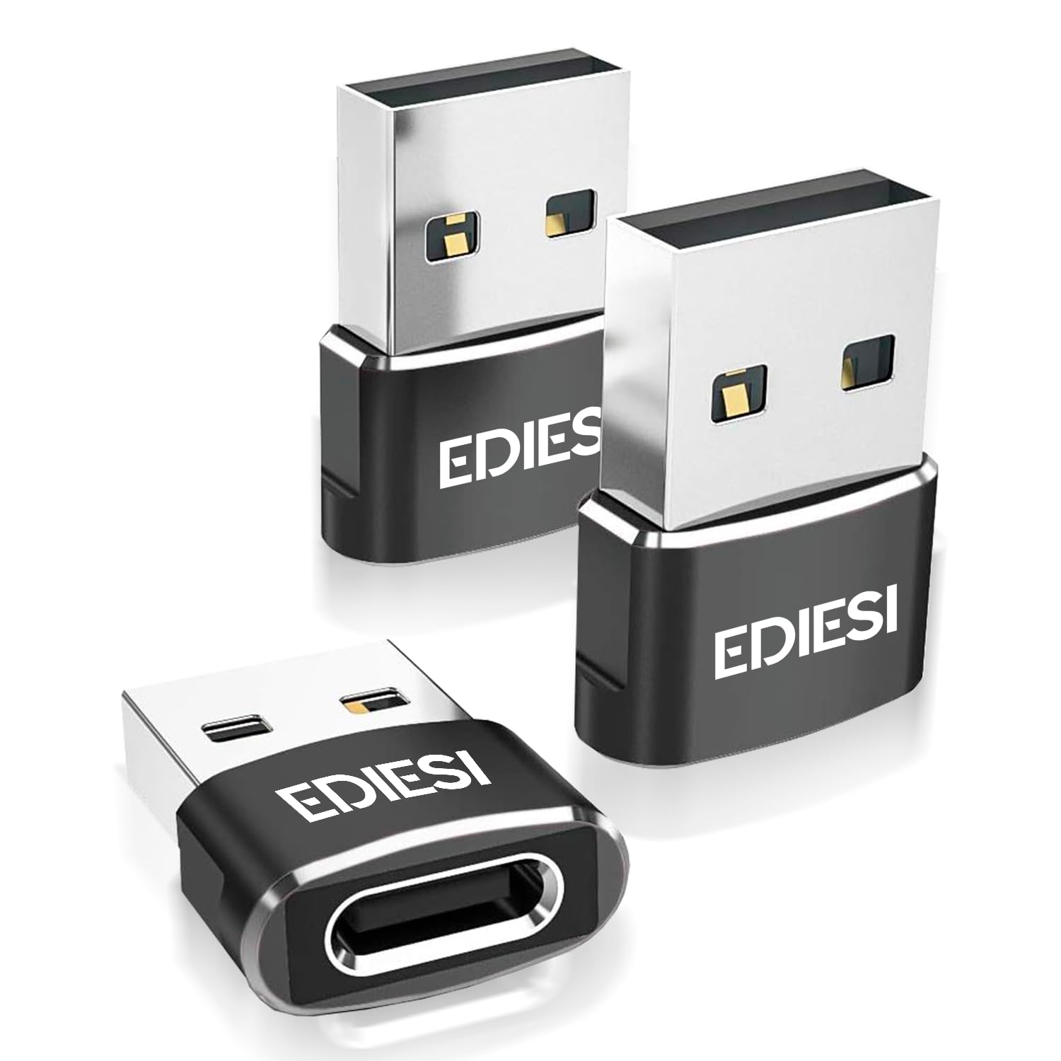 Ediesi adattatore USB-C USB-A nero pack 3 ricarica rapida