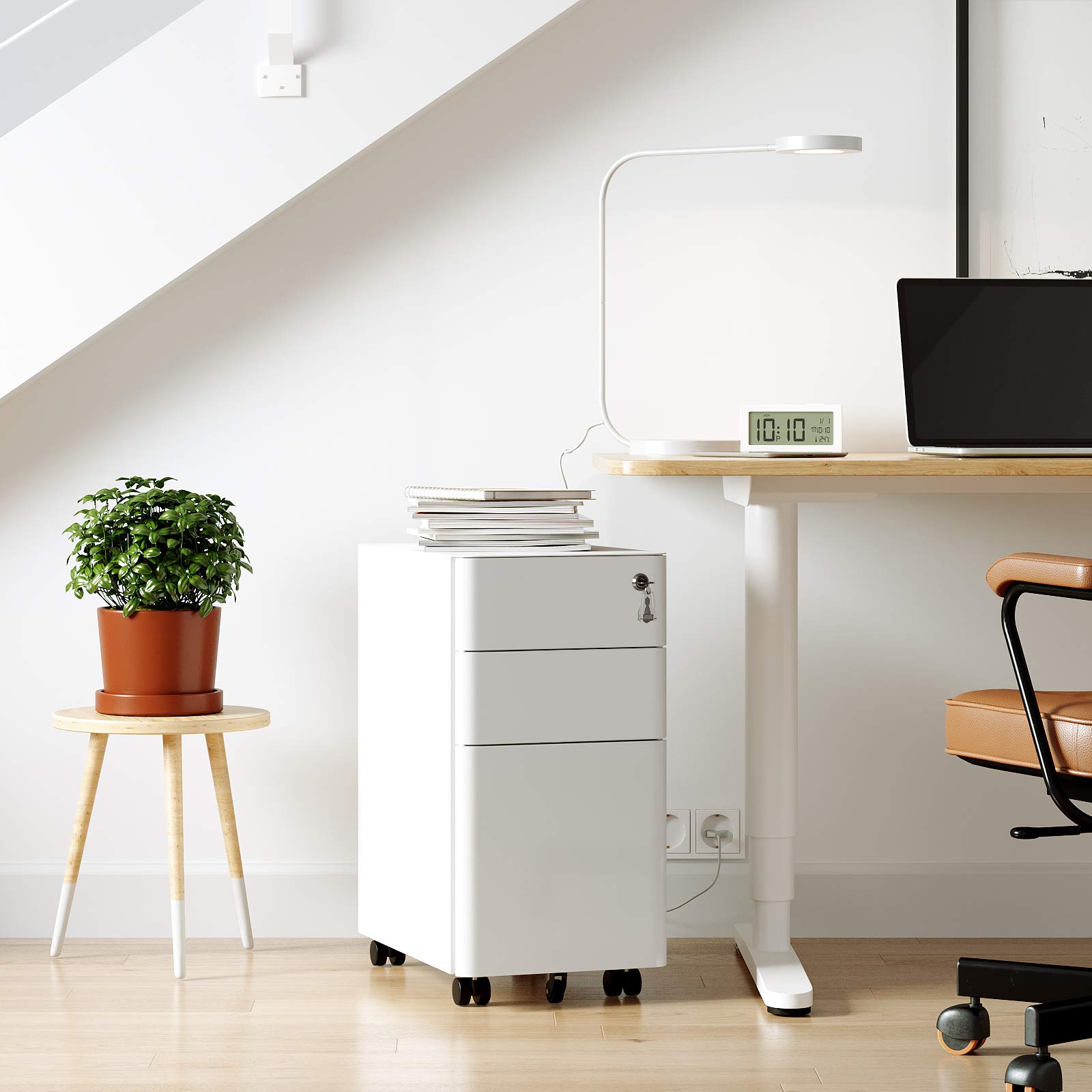 Songmics OFC030W01 Cassettiera Ufficio Bianca 30x46x59,2 cm