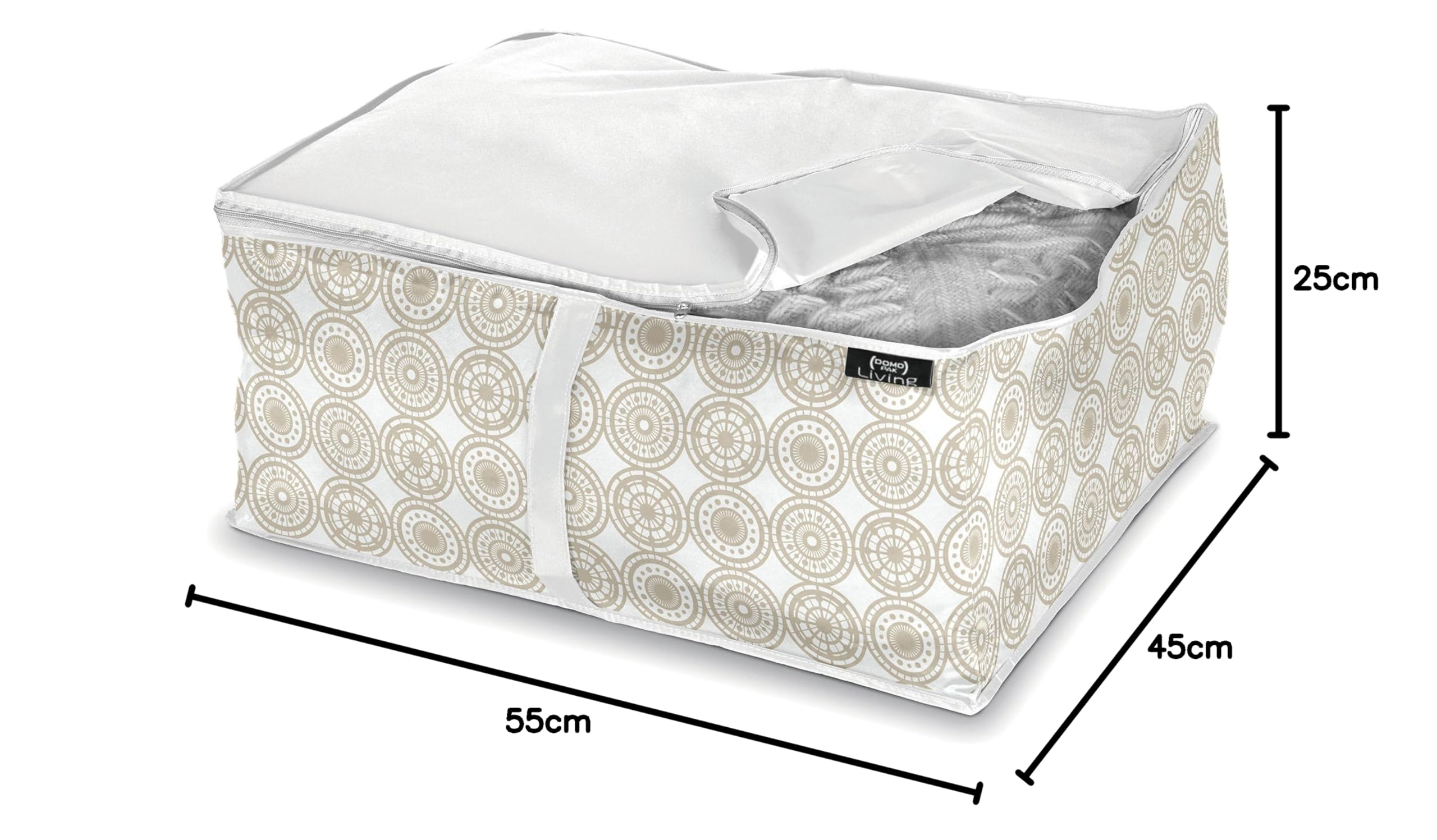Domo Pak Ella Beige Large custodia coperte 45x55x25 cm maniglia