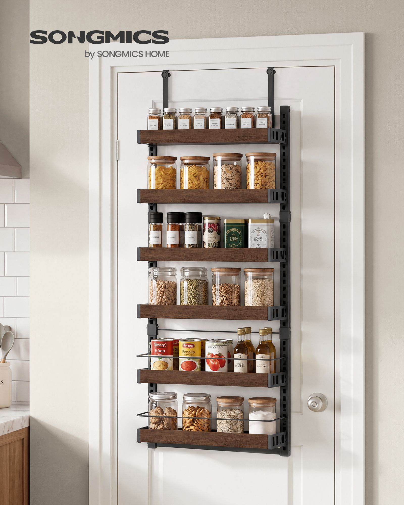 Songmics organizer porta dispensa 6 ripiani salvaspazio