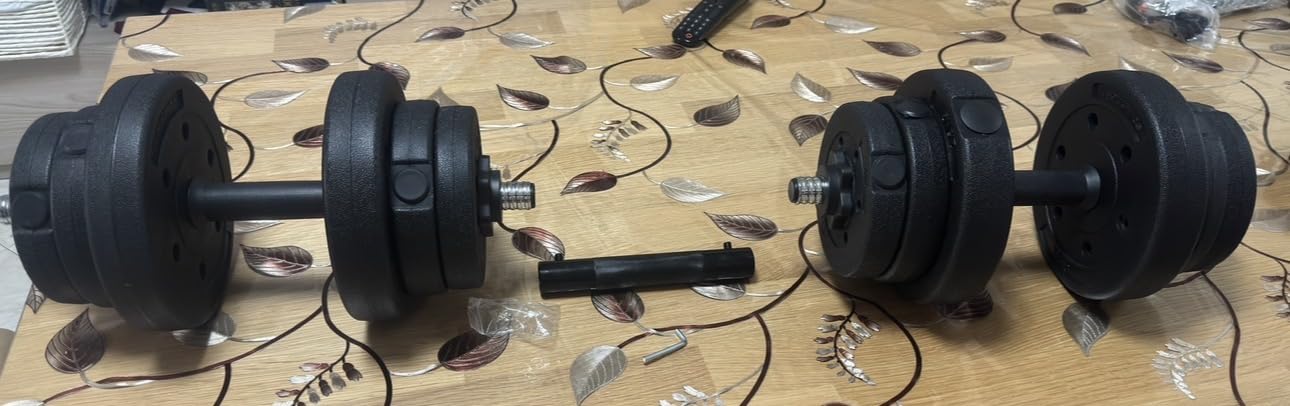 Songmics 2 in 1 Set Manubri 2 x 15 kg Nero Regolabile