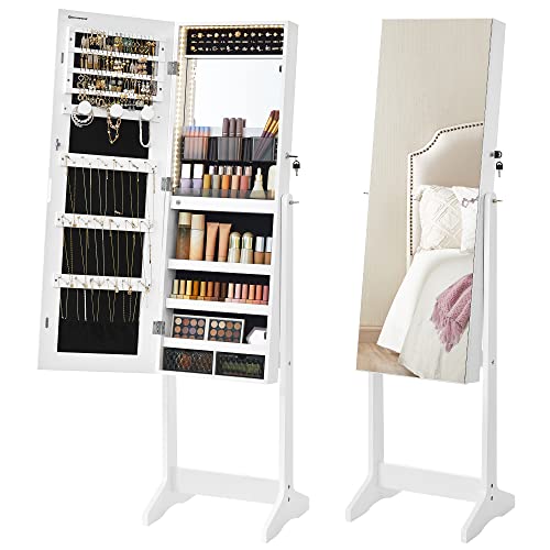 Songmics JJC023W01 specchio portagioie da terra LED bianco