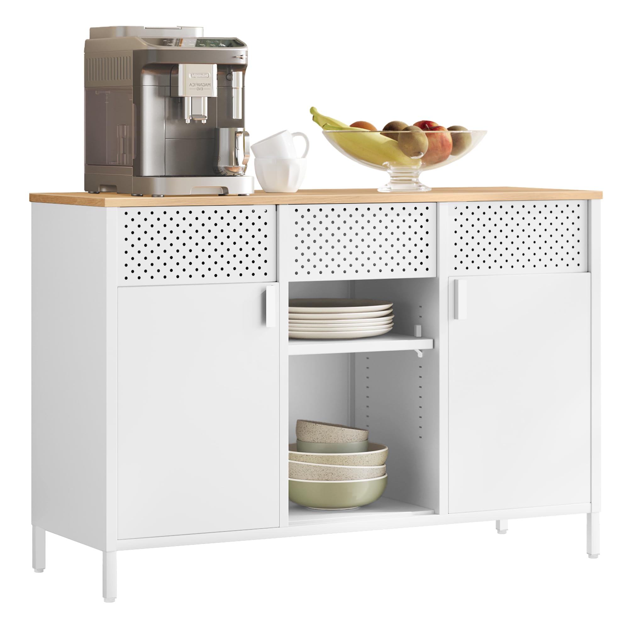Songmics LSC204WC01 armadietto metallo bianco beige 110x40x76 cm
