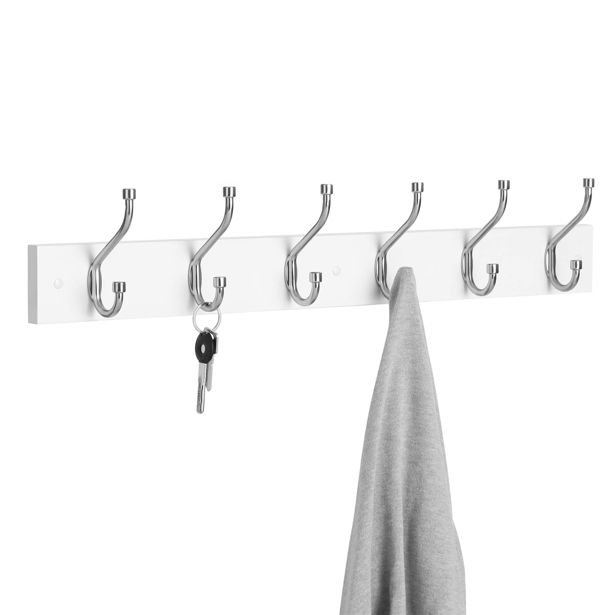 Songmics LHR026E01 appendiabiti da parete bianco 6 ganci metallo