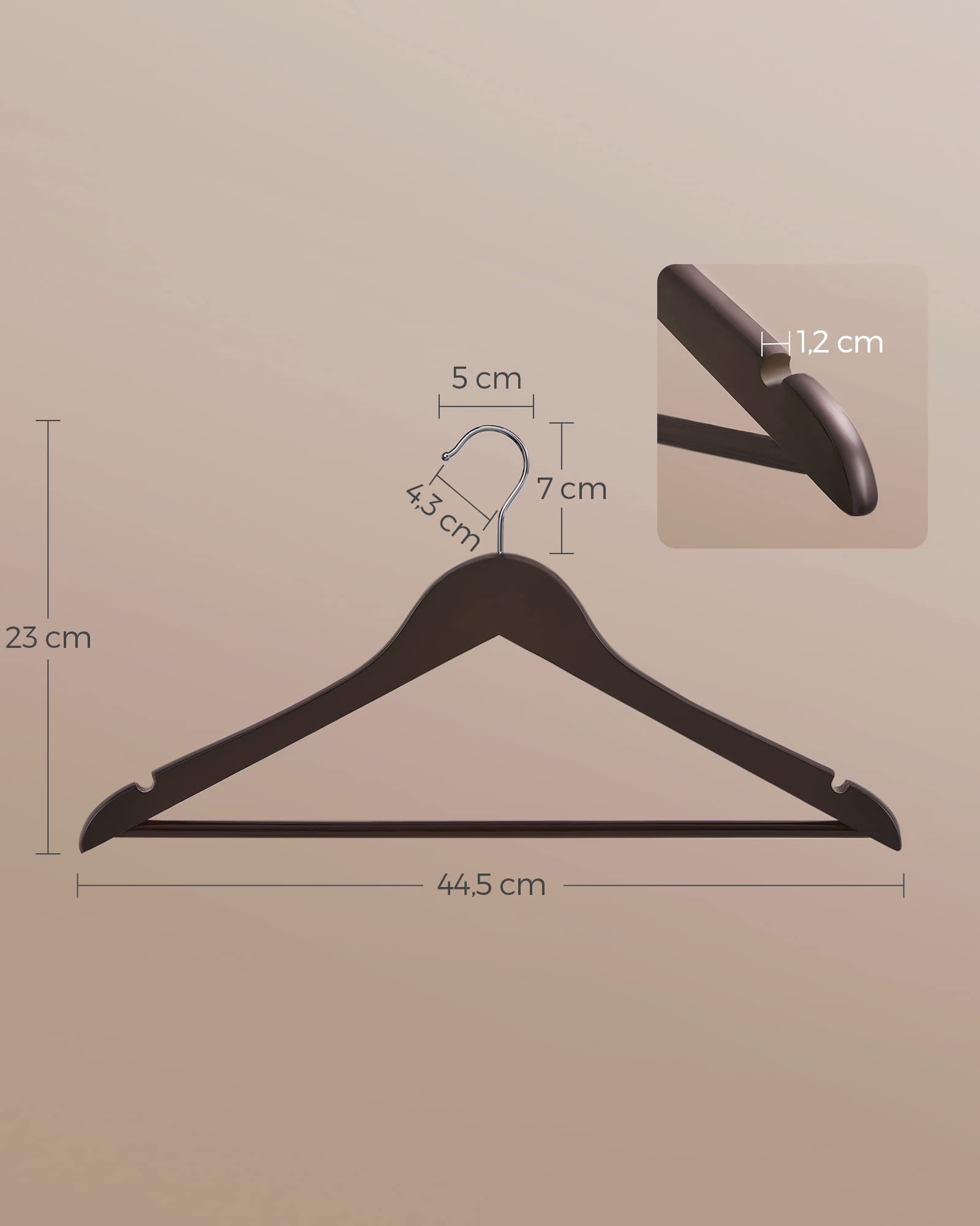Songmics CRW05K-20 grucce legno set 20 pezzi marrone scuro antiscivolo